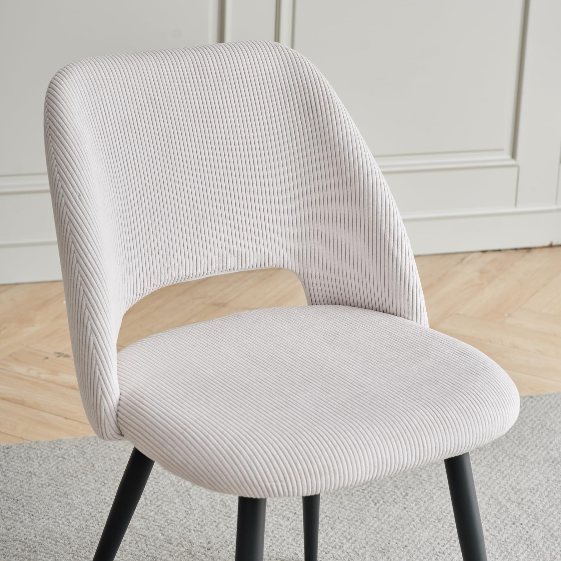 GrandCA HOME 4 Sedie da Pranzo Moderne, Sedie da Cucina Imbottite con Schienale Cavo in Velluto a Coste, per Sala da Pranzo, Cucina, Soggiorno, Camera da letto (Beige)