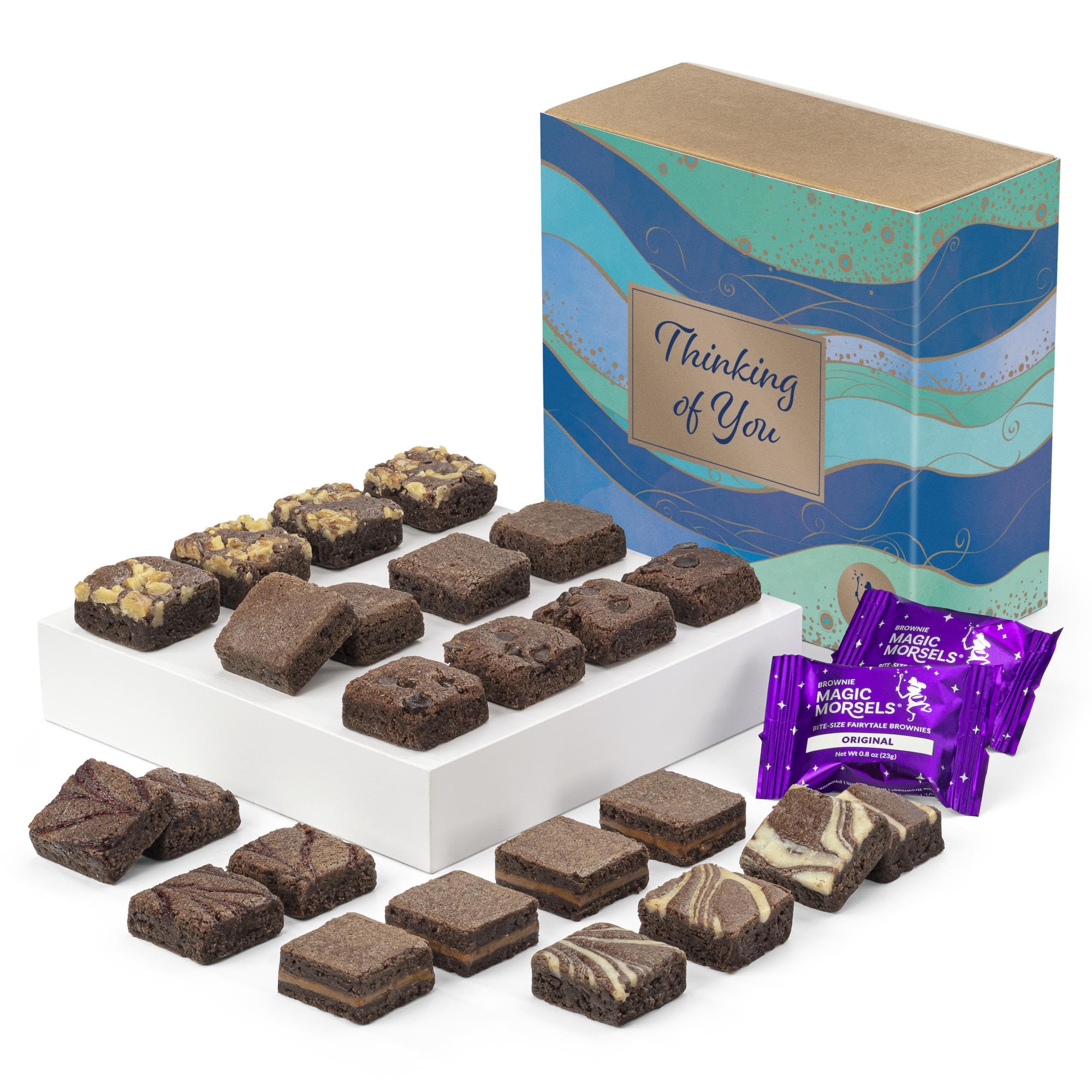 Fairytale Brownies Thinking of You Magic Morsel 24 Individually Wrapped Gourmet Chocolate Food Gift Basket for Sympathy Good Luck or All-Occasion - 1.5 Inch x 1.5 Inch Bite-Size Brownies - 24 Pieces - Item CT424