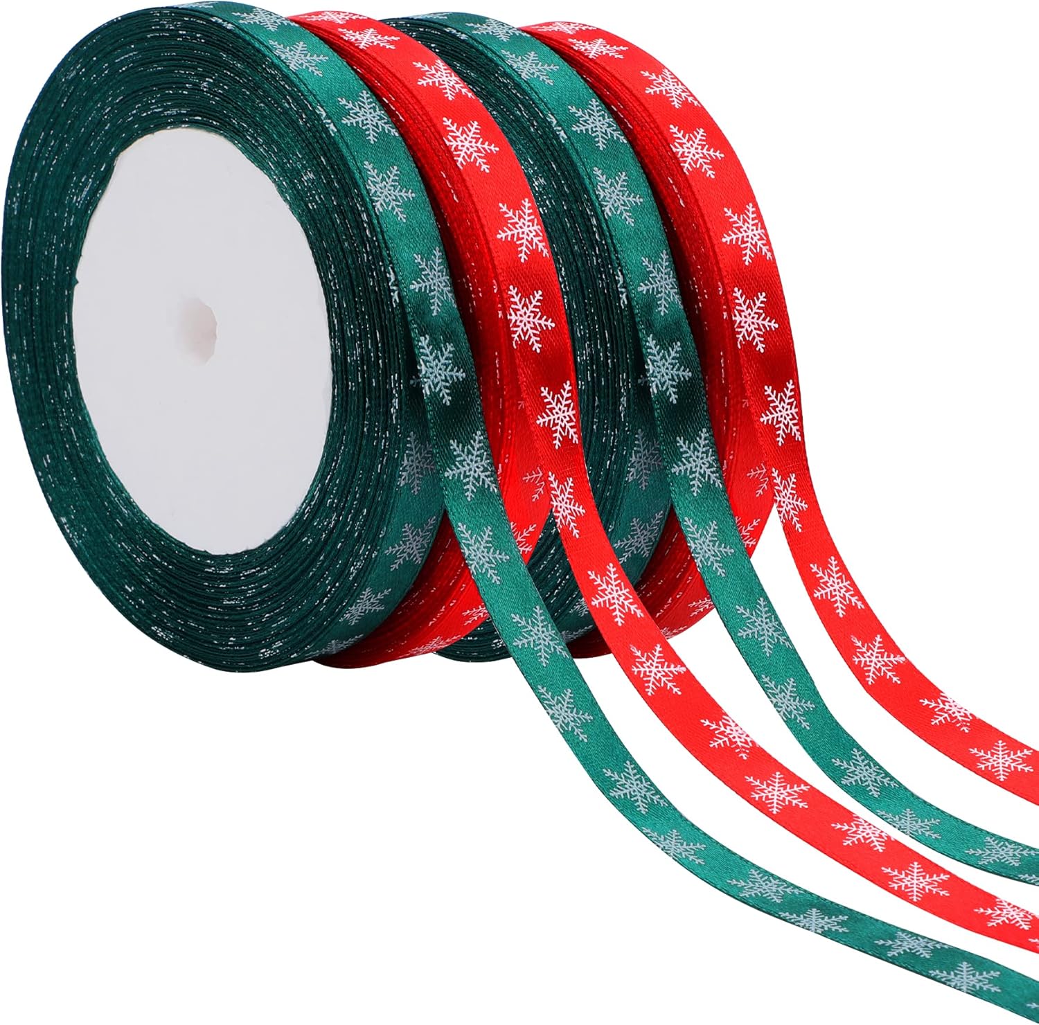 Amazon.com: 4 Rolls 100 Yards Christmas Snowflake Ribbons for Gift ...