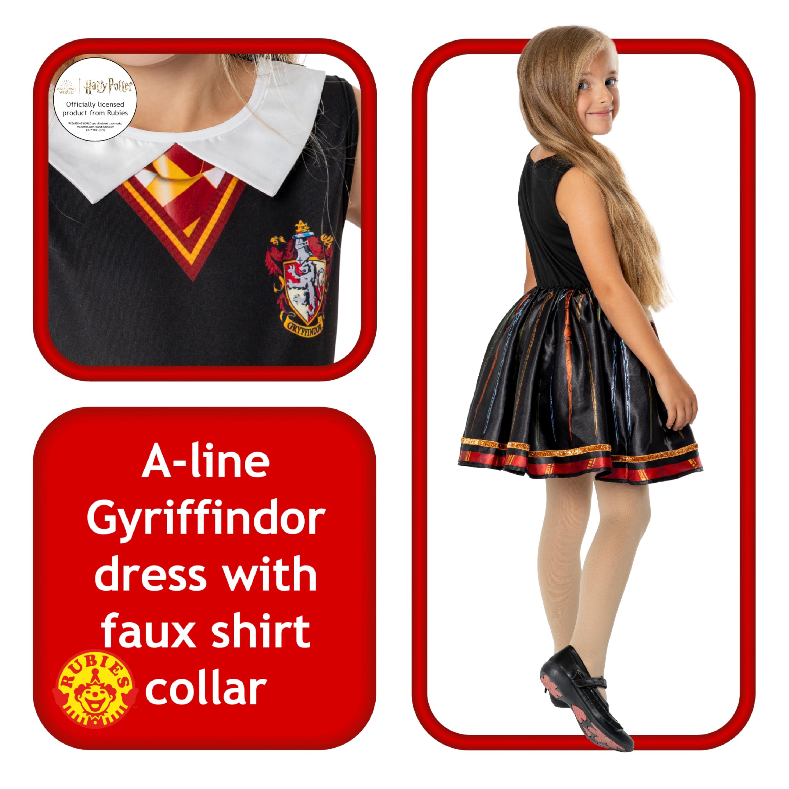 Rubies Costume Vestito Gryffindor per bambina e bambini, Vestito da Hermione, 5-6 anni, Ufficiale Harry Potter per Carnevale, Halloween, Natale, Cosplay, Feste