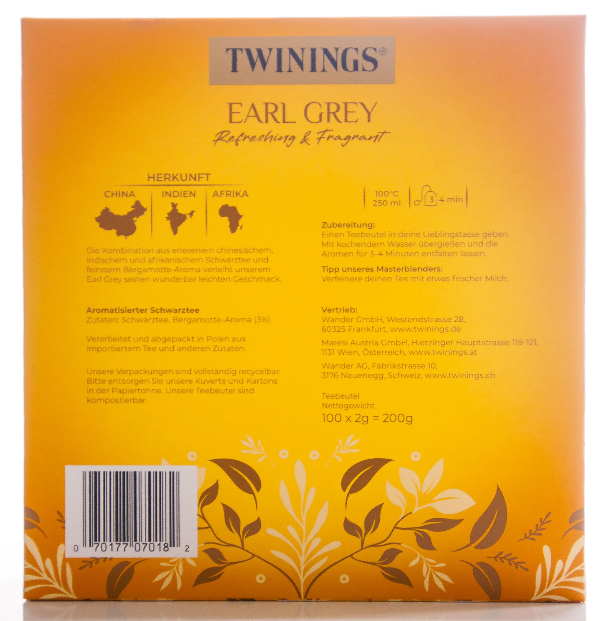 Twinings Earl Grey 400 Pack, 4 Schachteln à 200g mit je 100 Teebeuteln