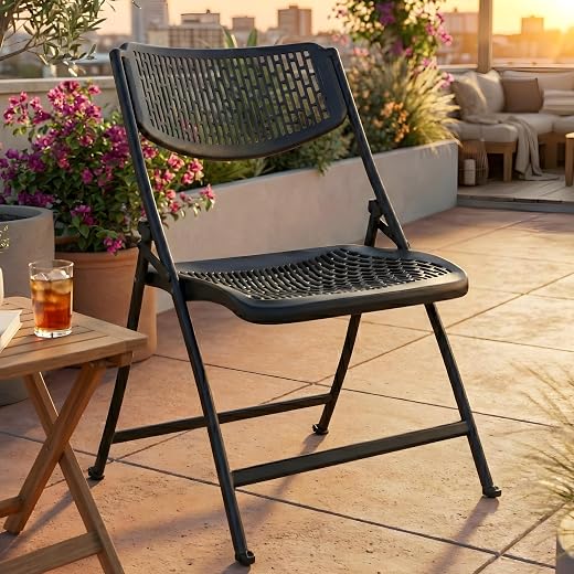 MRC Lazer Folding Chair with Breatheable Nylon Seat for Space-Saving Design for Home, Office, and Dorm Rooms Kitchen,Work,...