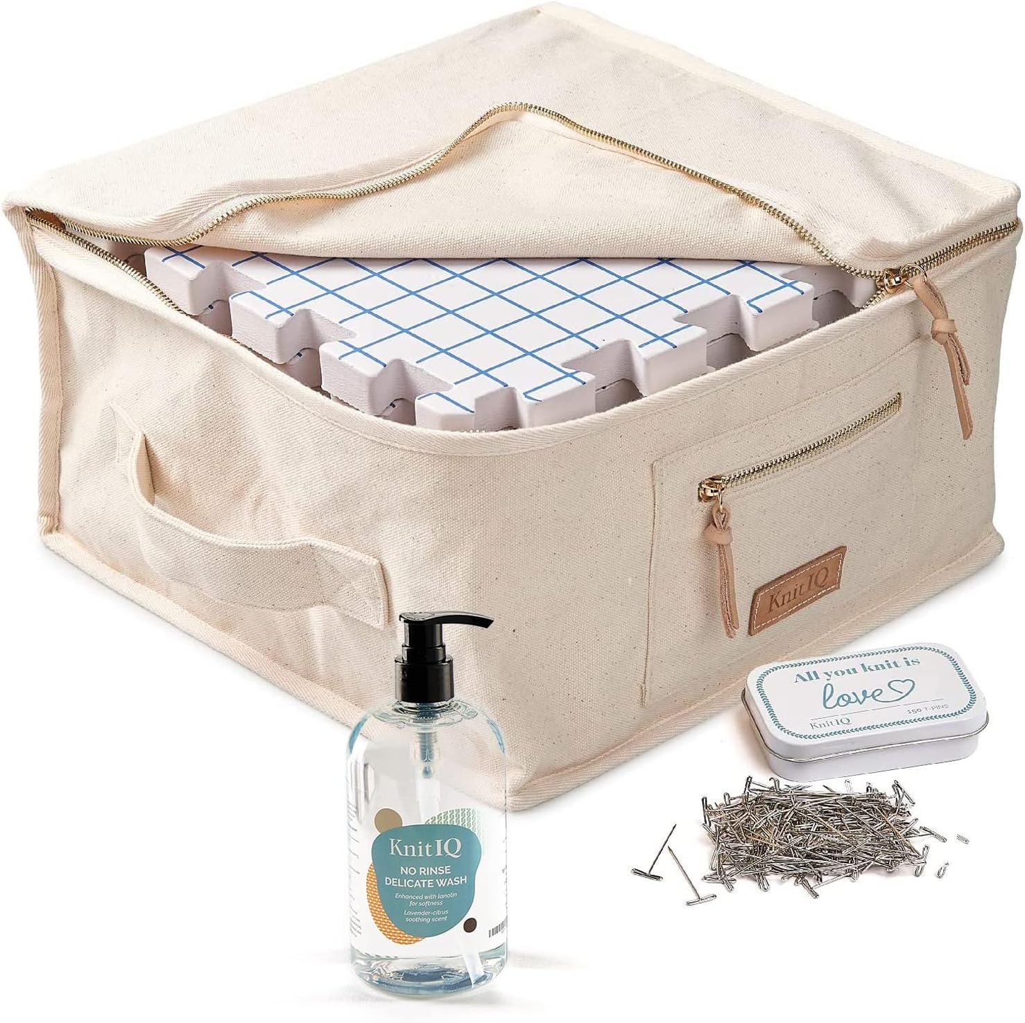 KnitIQ Blocking Mats for Knitting Premium Set Extra Thick 0.75” Knitting Bag 9