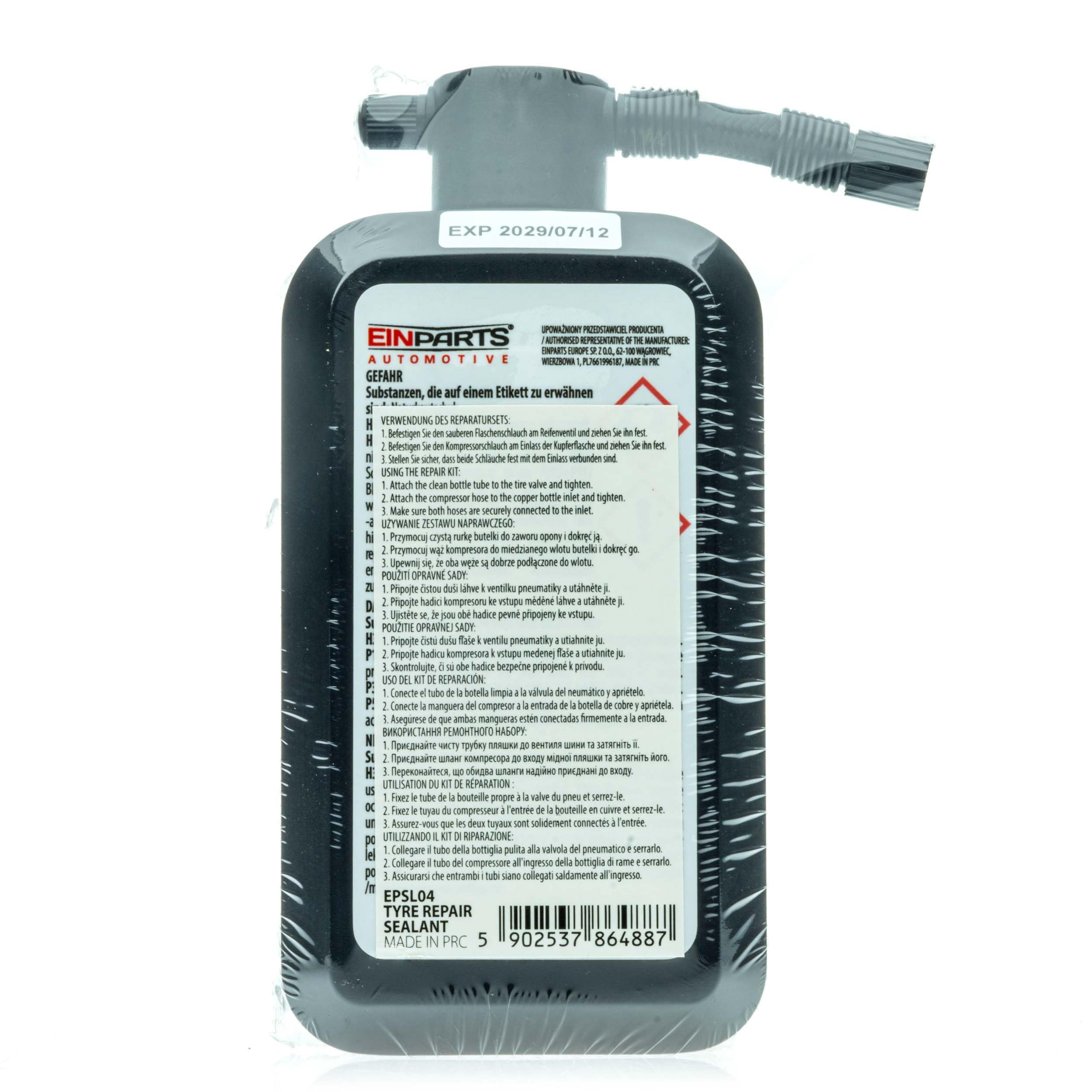 Kompresor 120W z Płynem Uszczelniającym 400 ml do Opon | Zestaw naprawczy, Maks. 90 psi/6,2 bar, Zgodny z TPMS, Wbudowana lampka LED, Wtyczka samochodowa