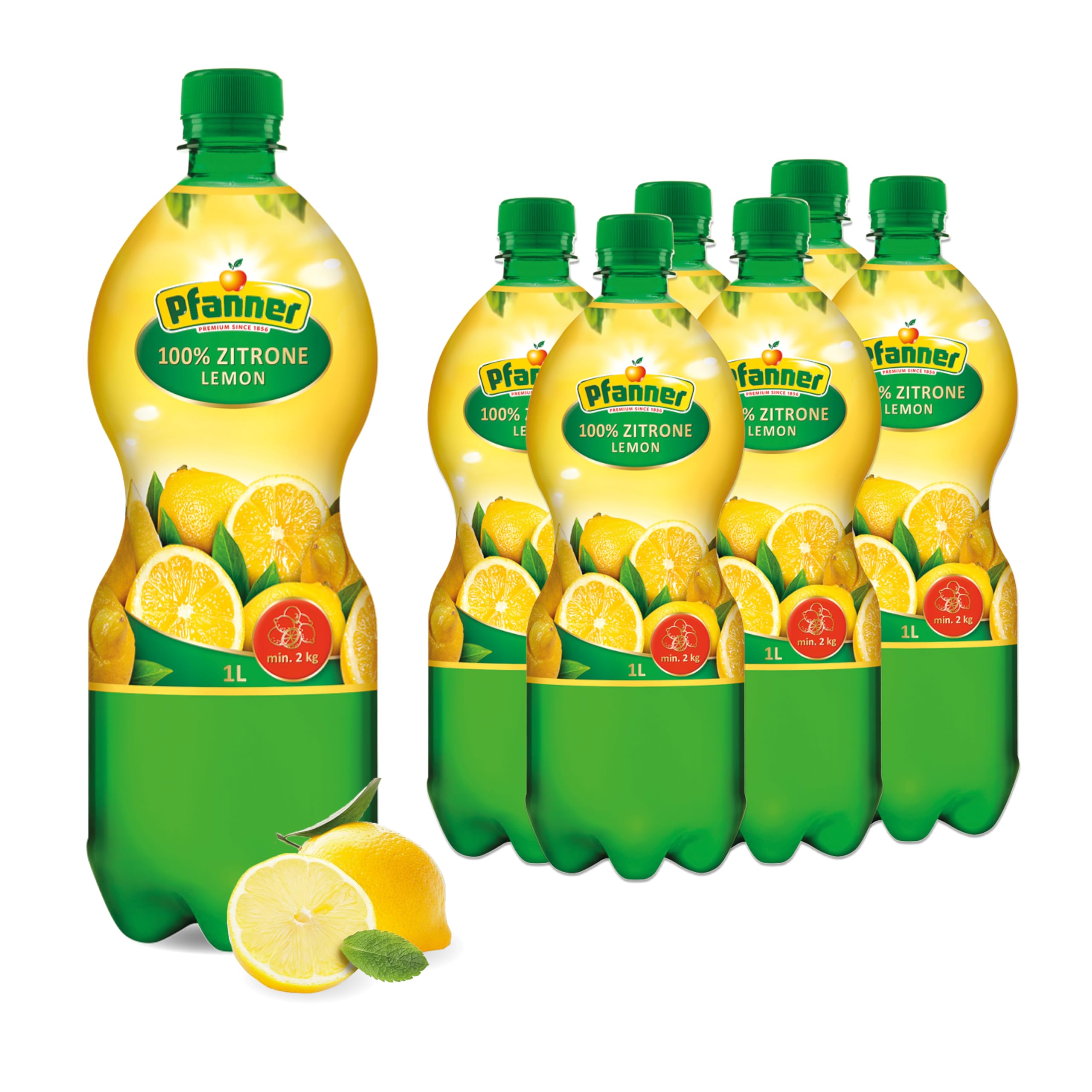 Pfanner 100% Zitronensaft - Ideal im Küchenbereich einsetzbar - 2KG Zitronen im Vorratspack (6 x 1 l)