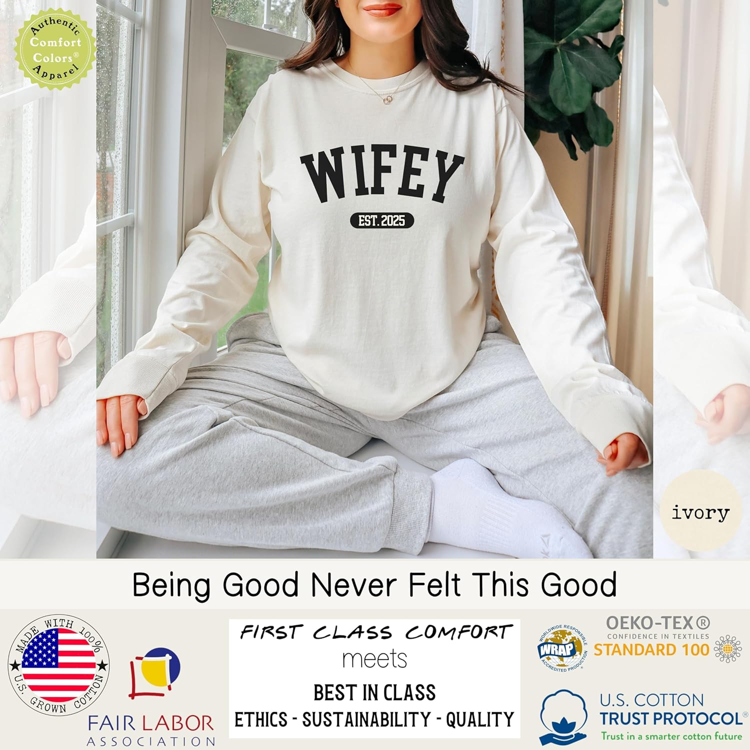 Wifey Year Est. Shirt – Custom Wedding Date Tee or Long Sleeve, Bride Gift, Anniversary Outfit, Honeymoon