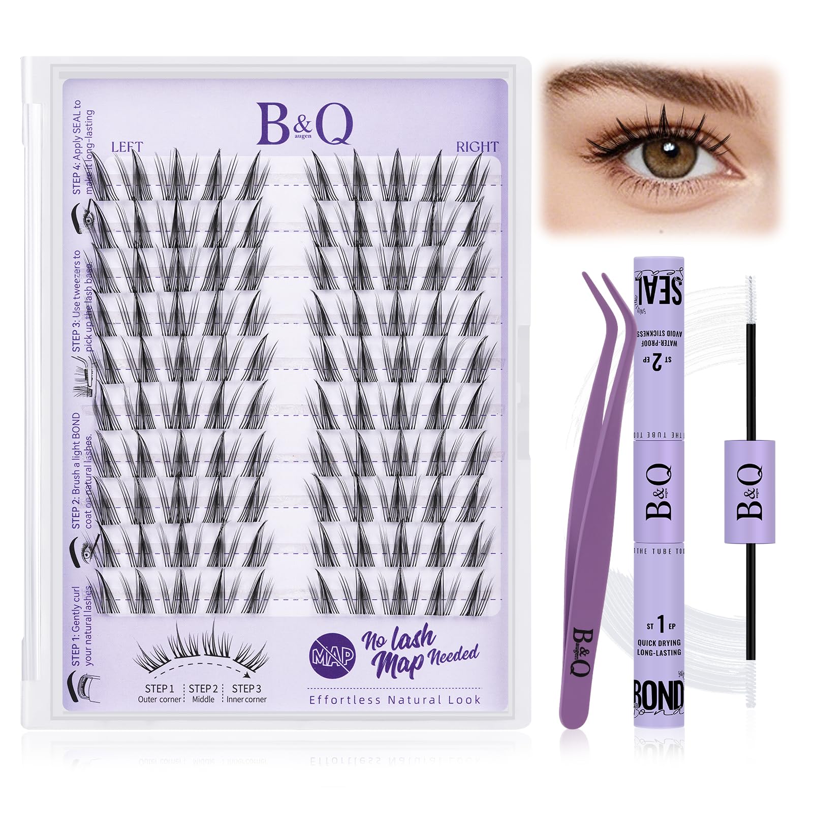 B&Q 10 Paar Natürliche Wimpern Sonnenblumenstil Mit Unsichtbare Band Keine Lash Map Erforderlich! Wimpernverlängerungsset Mit Wimpernkleber Und Pinzette Für Neueinsteiger (Sunflower - 10 Paare)