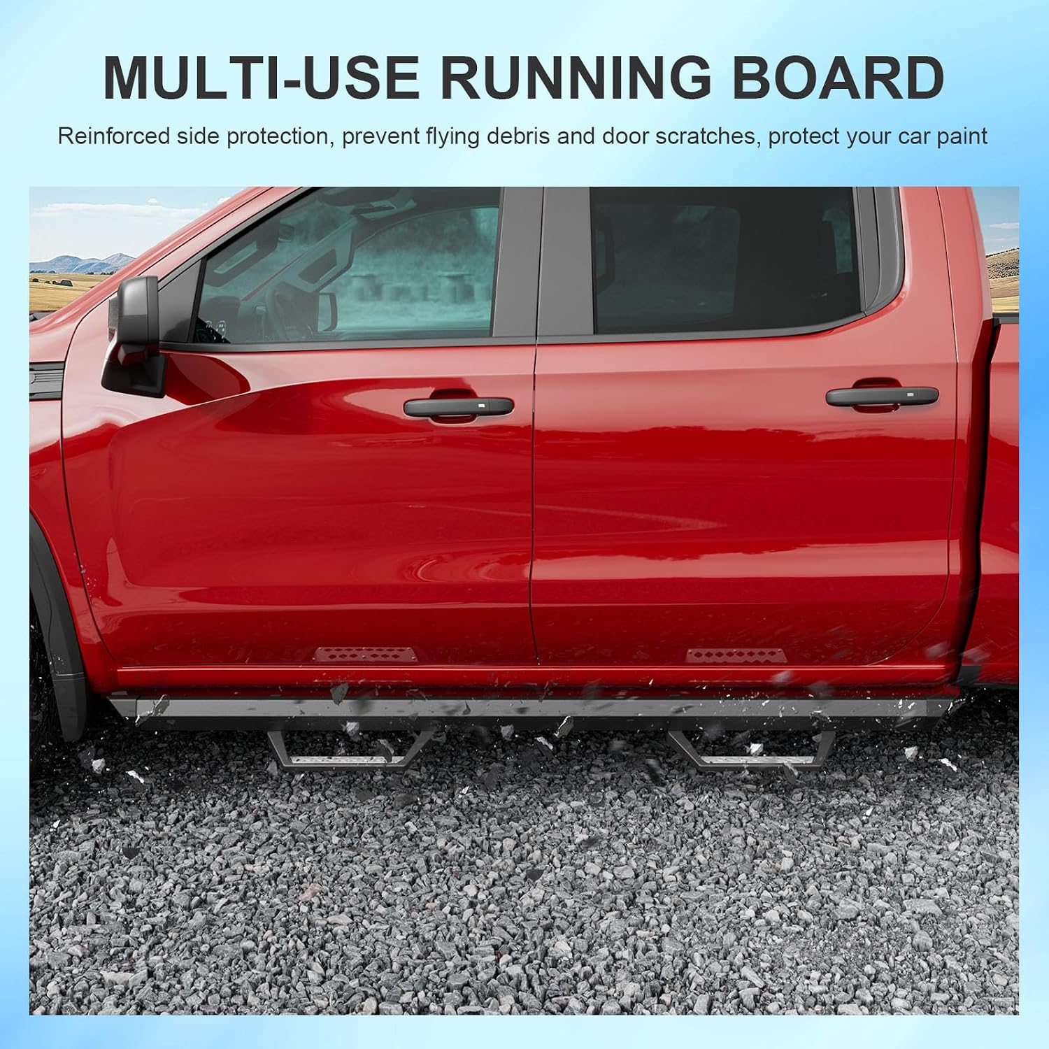 SZYANG Running Boards Compatible with 2019-2026 Chevy Silverado GMC Sierra 1500 Crew Cab 2020+ 2500 3500 HD Rock Slider Rail Step Bars Replacement for 2019-2026 Chevy Silverado Accessories (Silver)