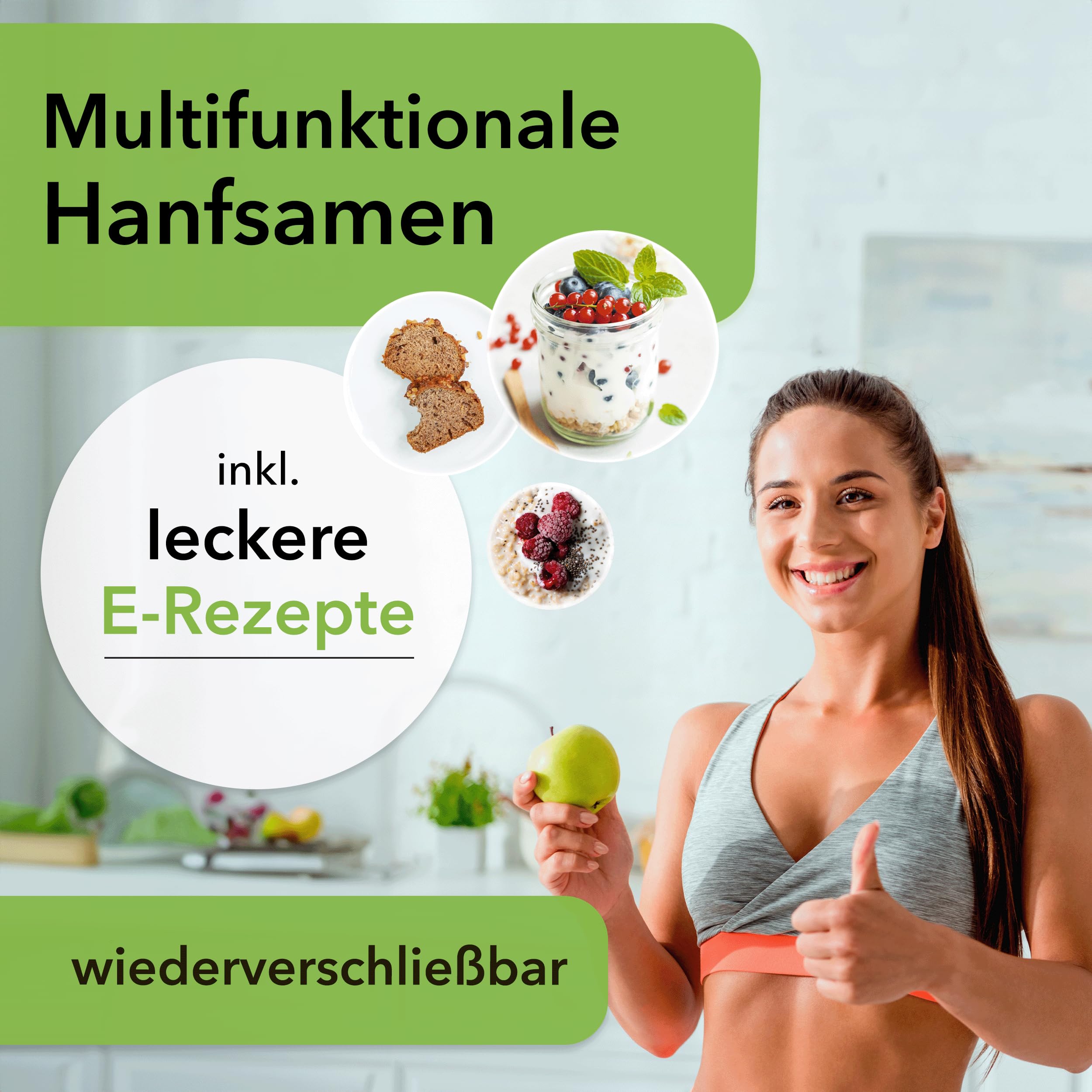 regionale Hanfsamen geschält Bio 1kg [PROTEINREICHES SUPERFOOD] - inkl. LECKERER E-Rezepte - Vegan & Rohkostqualität - Reich an Protein, Omega-3 & Magnesium