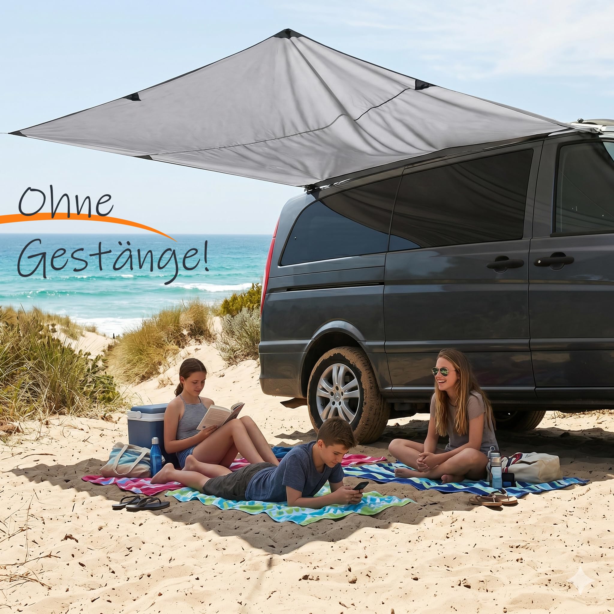 your GEAR Cavoli Bâche 2,6 x 2,4 m – Bulli, bus et van – Voile d'ombrage UV 50+ 5000 mm – Sans armature