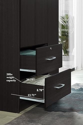 Miniatura 10 de Hodedah Armario de 3 puertas con 2 cajones, 3 estantes en chocolate Chocolate,Caoba,Blanco,Hayedo,Negro -,https://www.amazon.com/dp/undefined