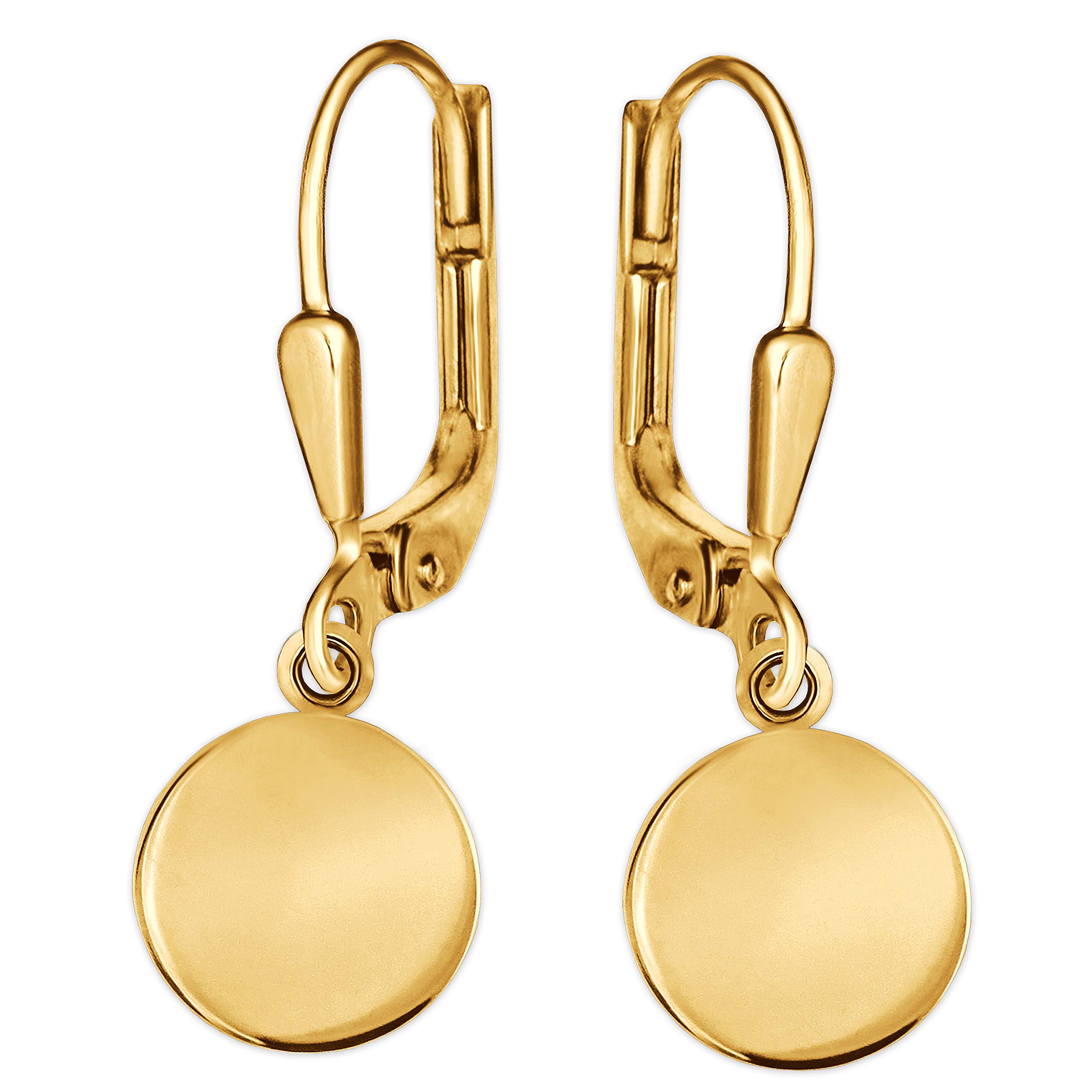 Clever Schmuck Orecchini Donna Argento 925 – Mini Piastrine Rovotonde Lucide 10mm Con Chiusura A Leva – 27mm - 3