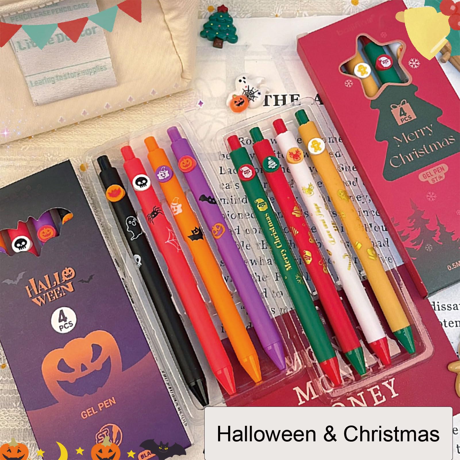 4 Pcs Cute Gel Ink Pens Halloween Retractable Pens Funny Cartoon Pen 0 5mm Smooth Writing Pen for — view 7