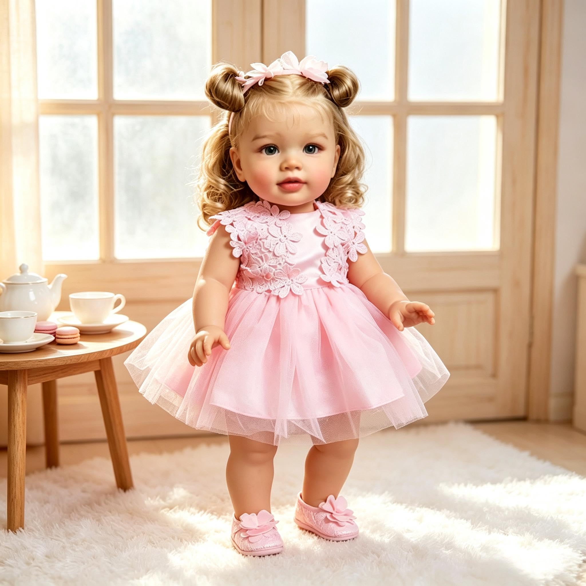 RXDOLL Duży rozmiar Reborn Baby Dolls Girl Pippa 66 cm realistyczne lalki Reborn maluch miękka tkanina winylowa obciążona lalka niemowlęca, która wygląda jak prawdziwe małe dziewczynki z sukienką