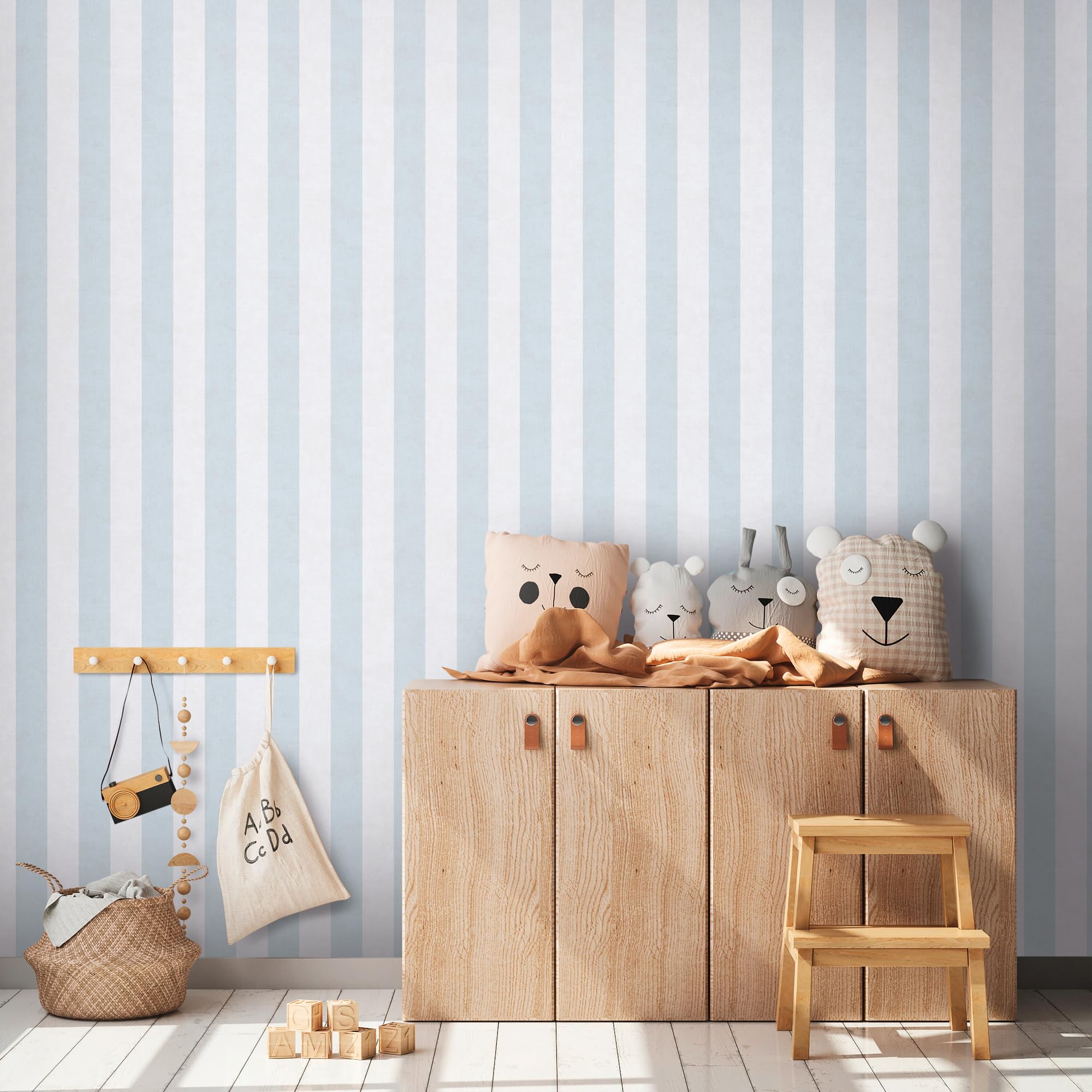 A.S. Création papier peint intissé à motif à rayures en bleu, crème – papier peint décoratif 10,05 x 0,53 m – 770784