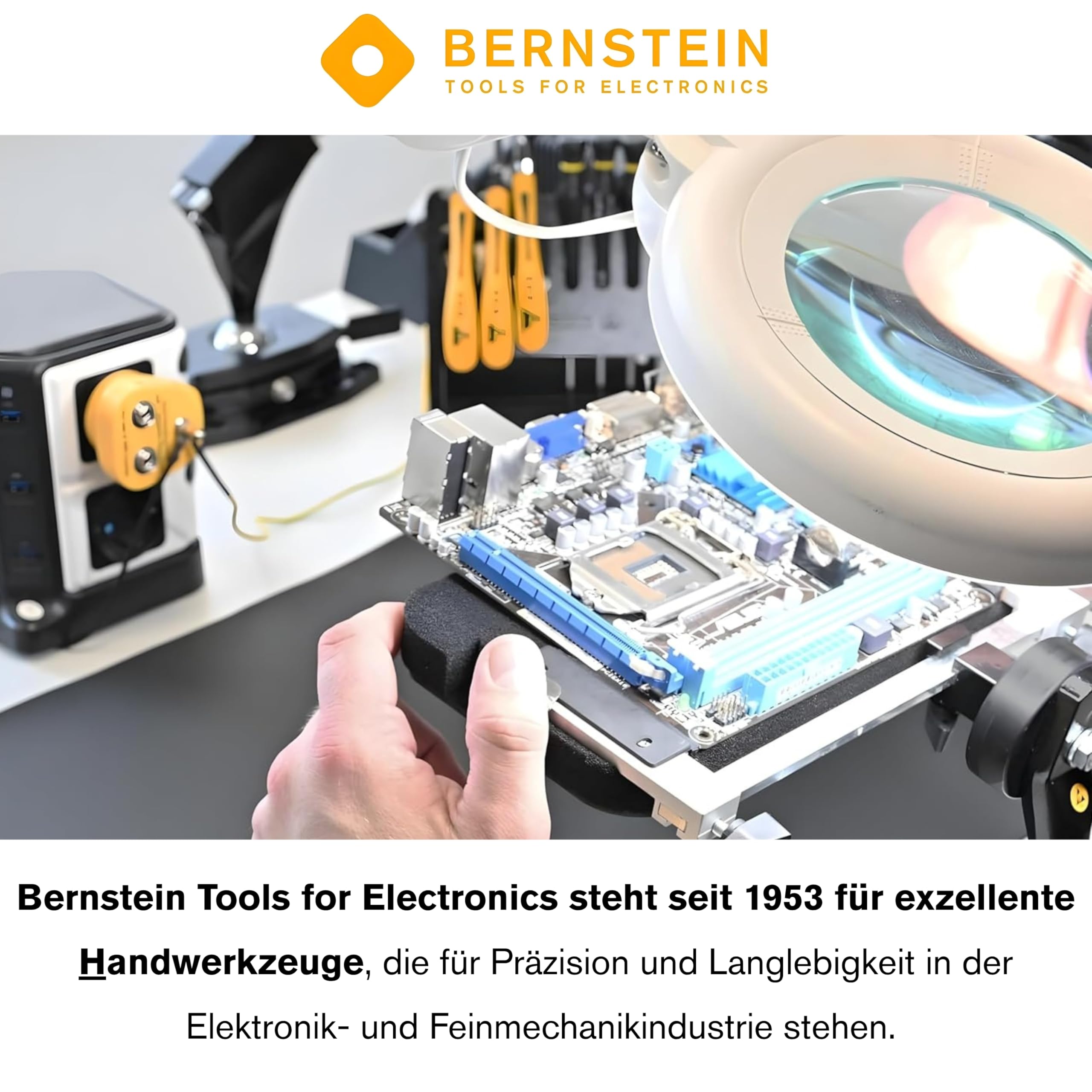 BERNSTEIN ESD Zangen Satz CLASSICline VARIO 5-tlg (inkl. ESD Werkzeughalter) | Elektronikzangen Set | Feinmechaniker Werkzeug Set