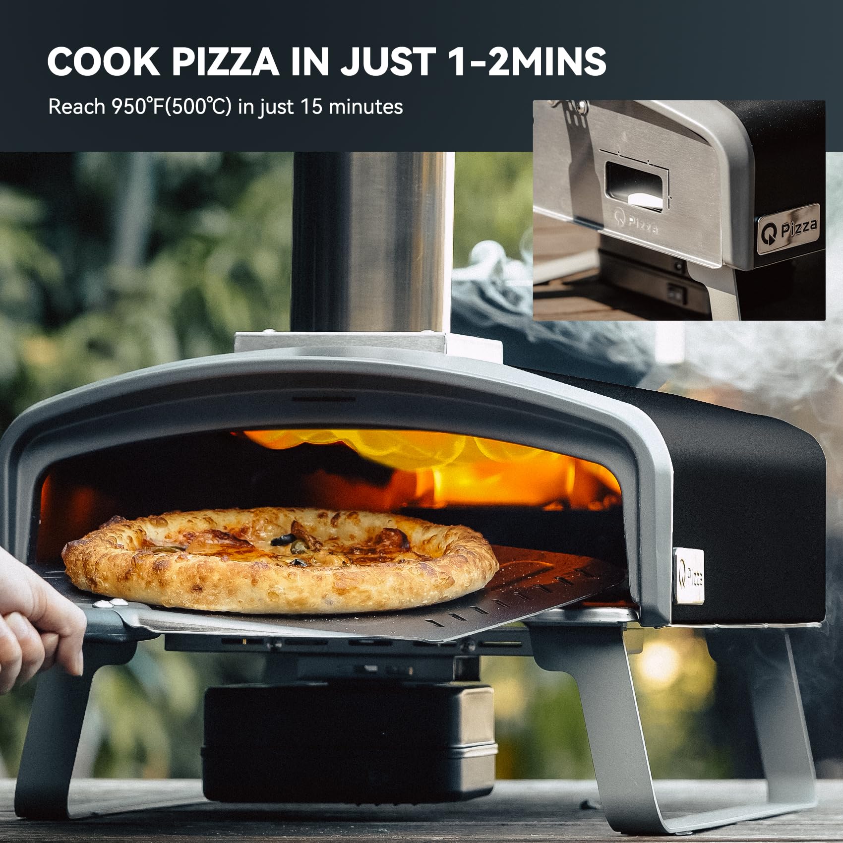 Forno Per Pizza Da Esterno Con Pietra - Kit Completo Con Buccia, Tagliapizza E Griglia, Per BBQ E Legna - Foto 5