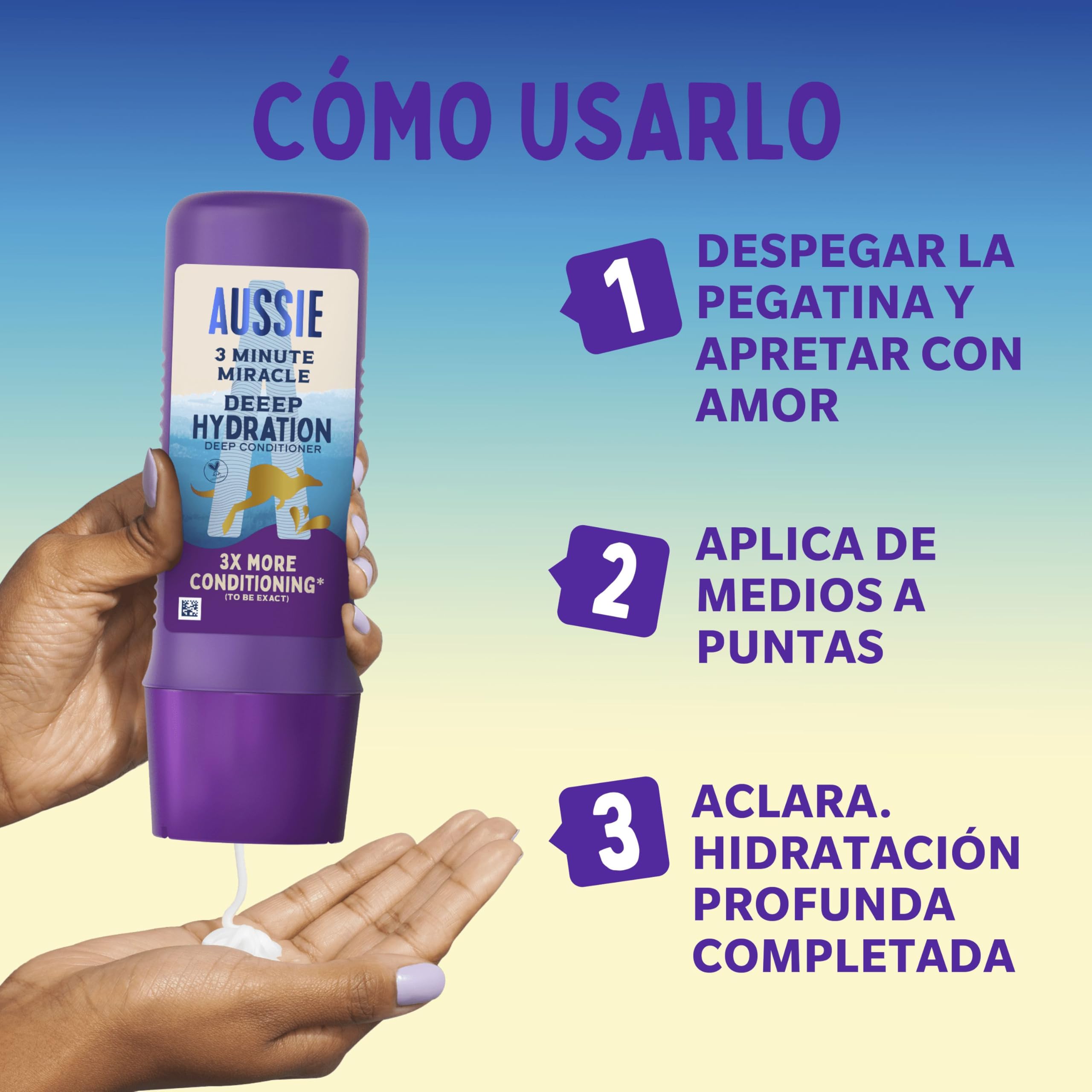 Aussie Hidratación Profunda Champú 300ml + Mascarilla 500ml + 3 Minute Miracle 250ml para Hidratar el Pelo Muy Seco y Grueso