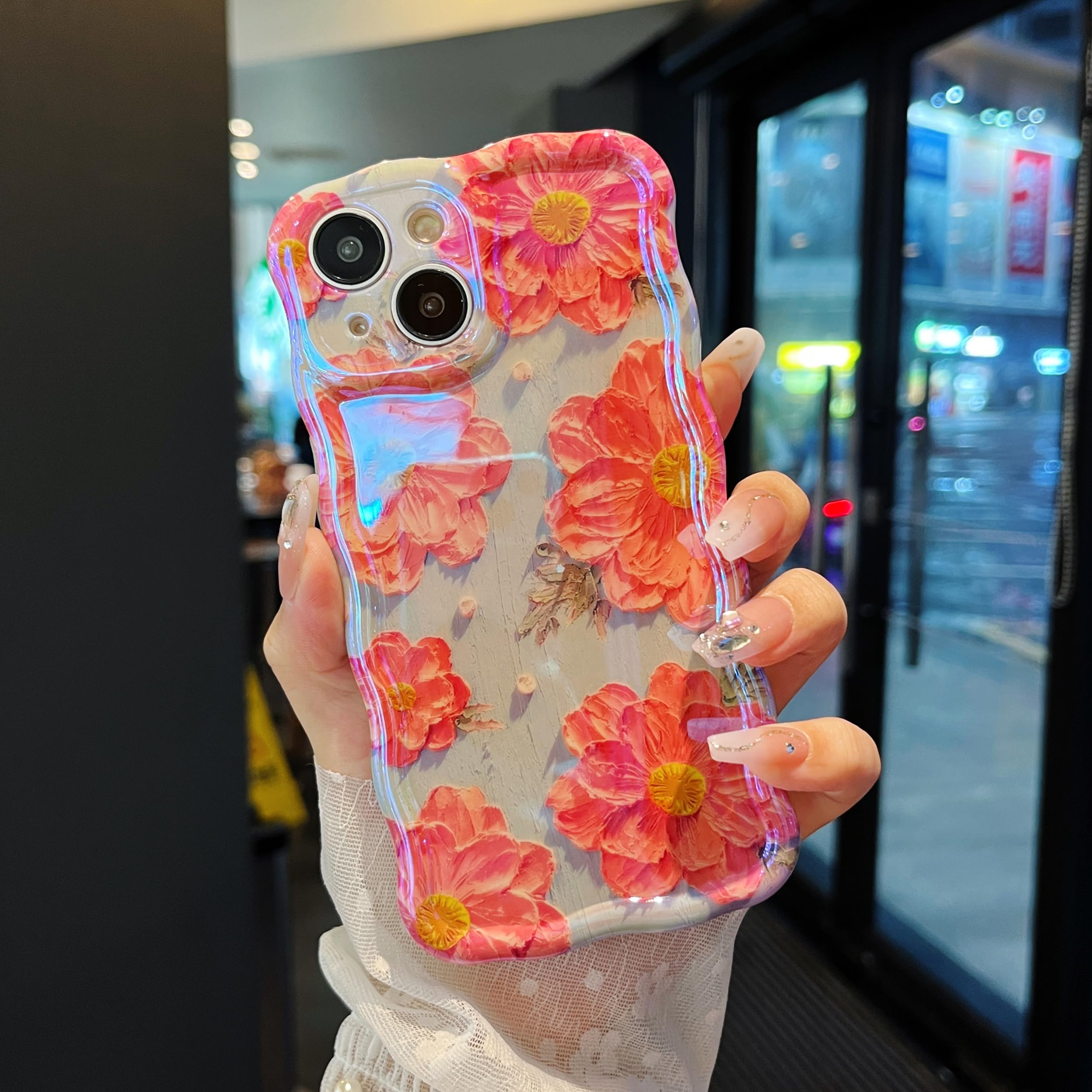 XIZYO Colorful Retro Oil Painting Flower Case for iPhone 14 Pro - Image 3