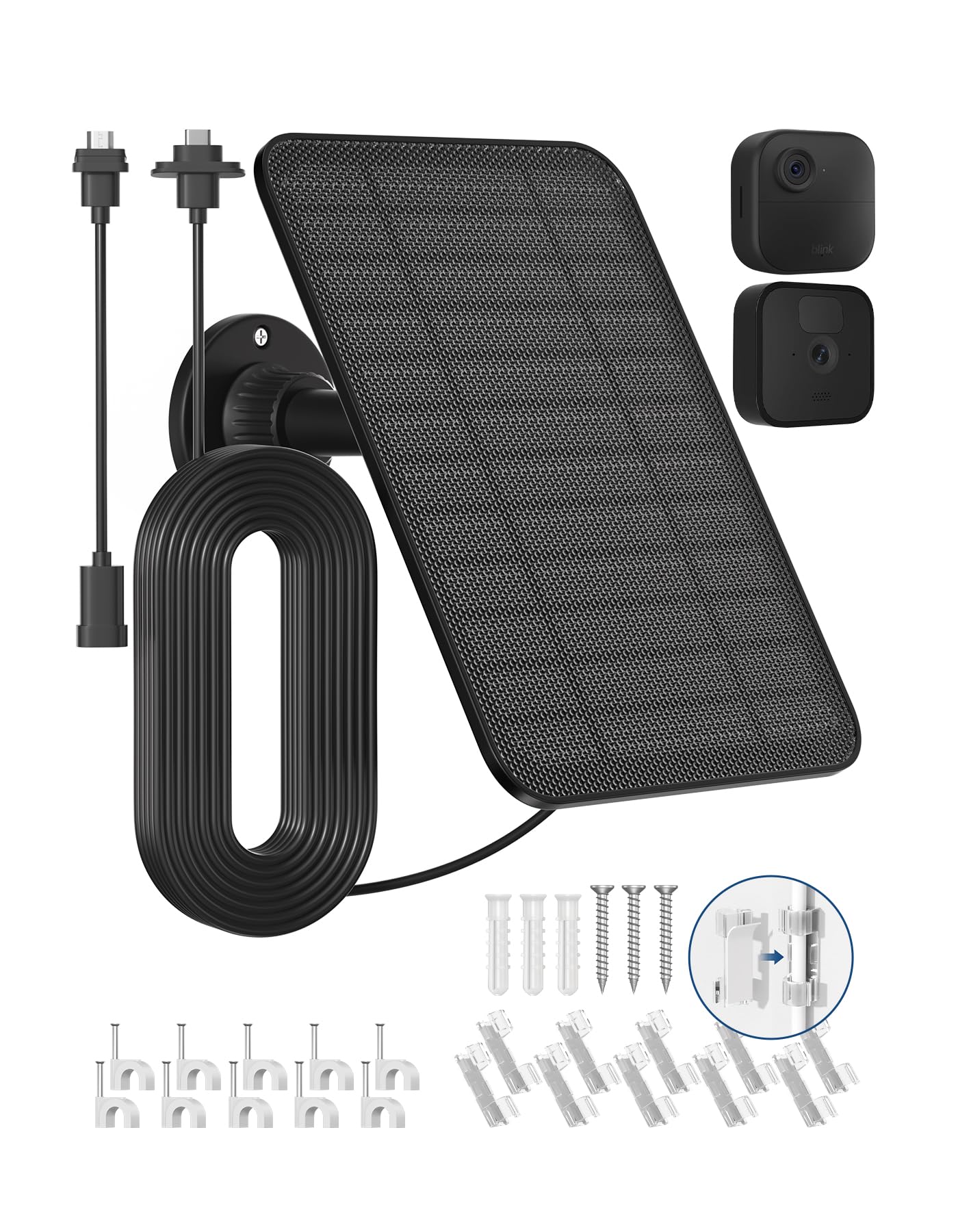 Solar Panel for Blink Outdoor 4Outdoor(3rd Gen) Outdoor 2K+Blink XT2XT3XT Camera,Built-in 5000mAh Battery,IP67 Waterproof,360° Adjustable Mount