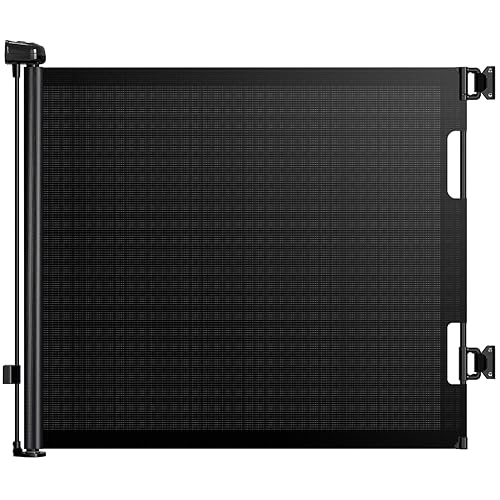 HAMOPY Puerta retráctil para bebé, 33 pulgadas de alto, se extiende hasta 55 pulgadas de ancho, puertas de bebé duraderas con bloqueo automático