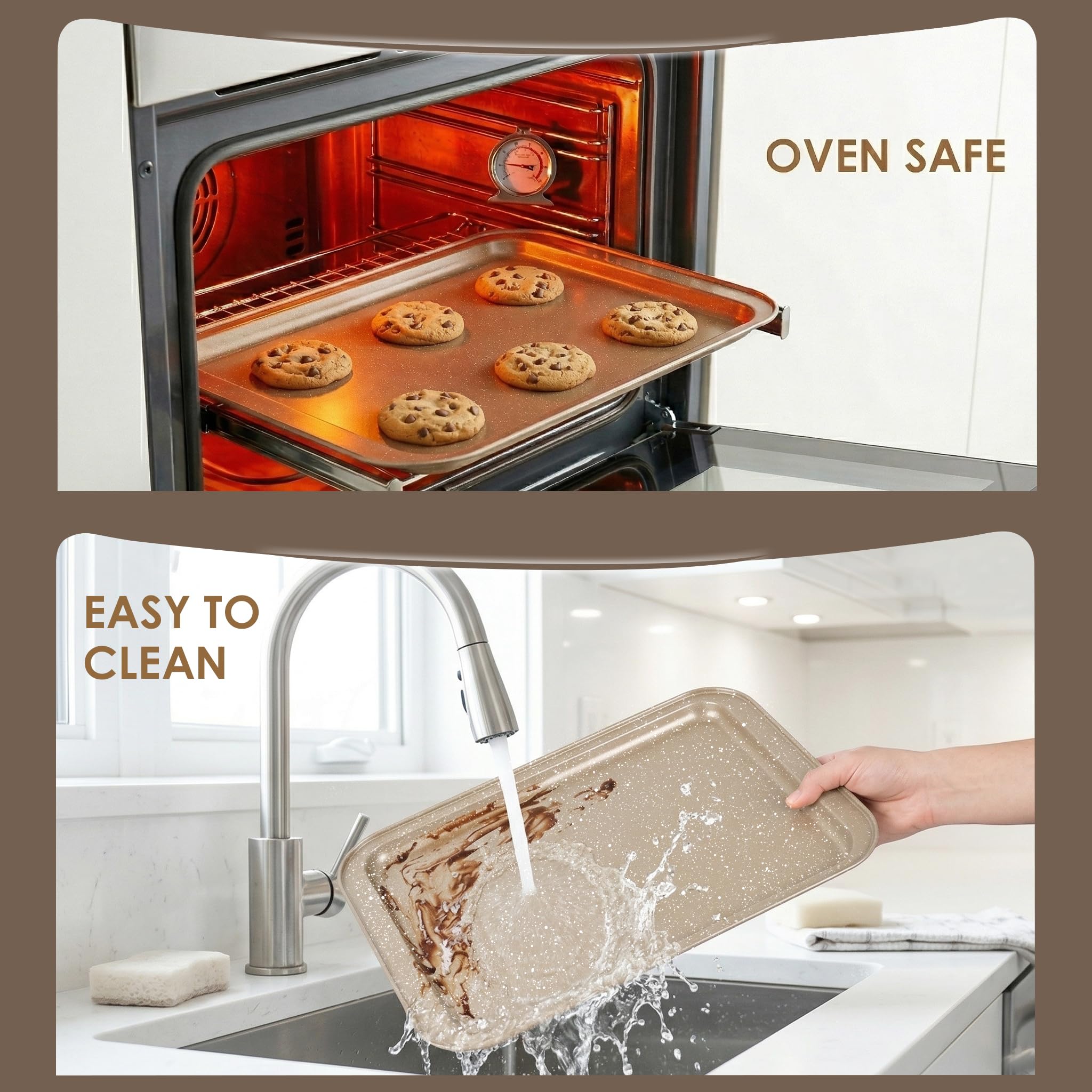 Set da 11 pezzi, set di teglie da forno antiaderenti, in acciaio al carbonio, include notebook, fogli per biscotti, teglia per arrosti, teglia per muffin, teglia per torta, teglia per pizza