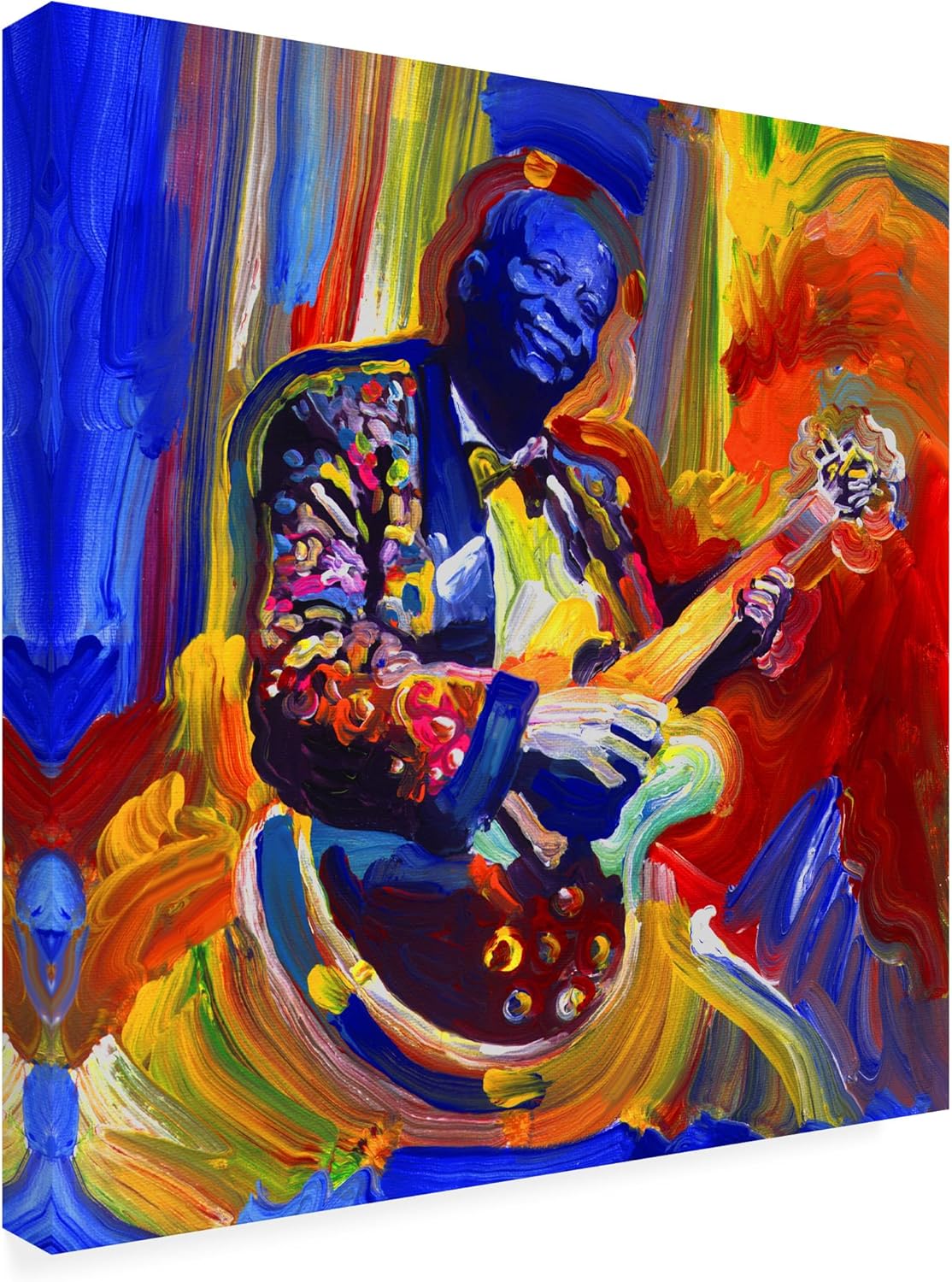 Wrapped Canvas Wall Art - Howie Green 'Bb King Portrait' Wall Art for Living Room, Bedroom, or Office Décor - 24x24