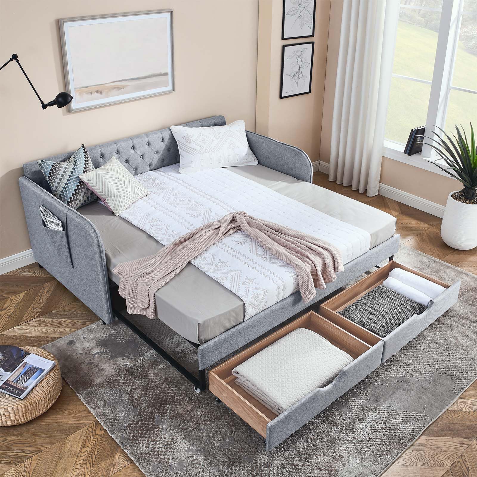 Amazon.com: Antetek 80.5" Daybed with Drawer, Modern Button Tufted ...