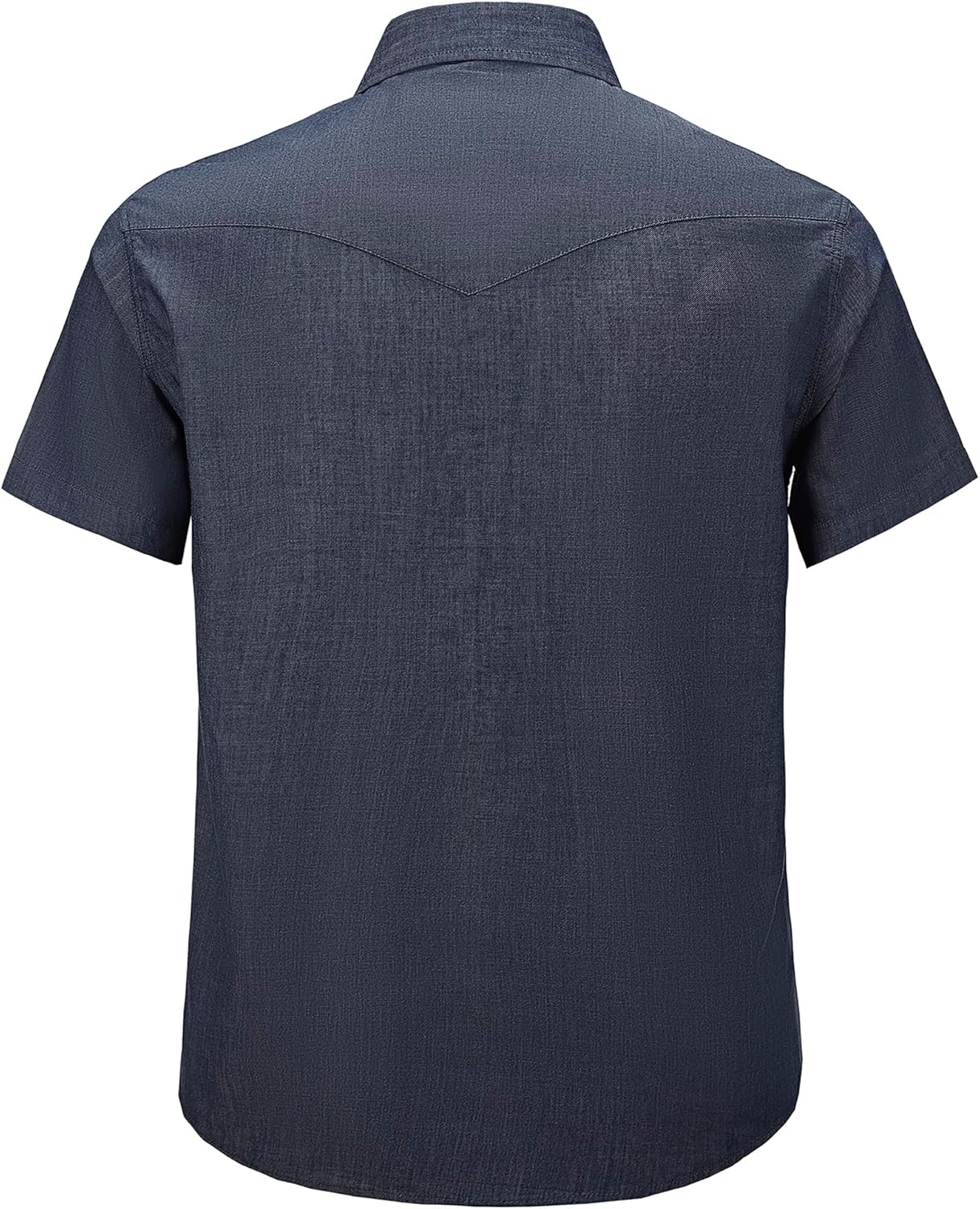 COEVALS CLUB Mens Denim Western Cowboy Work Pearl Snap Button up Short Sleeve Regular Fit Shirts - Image 2