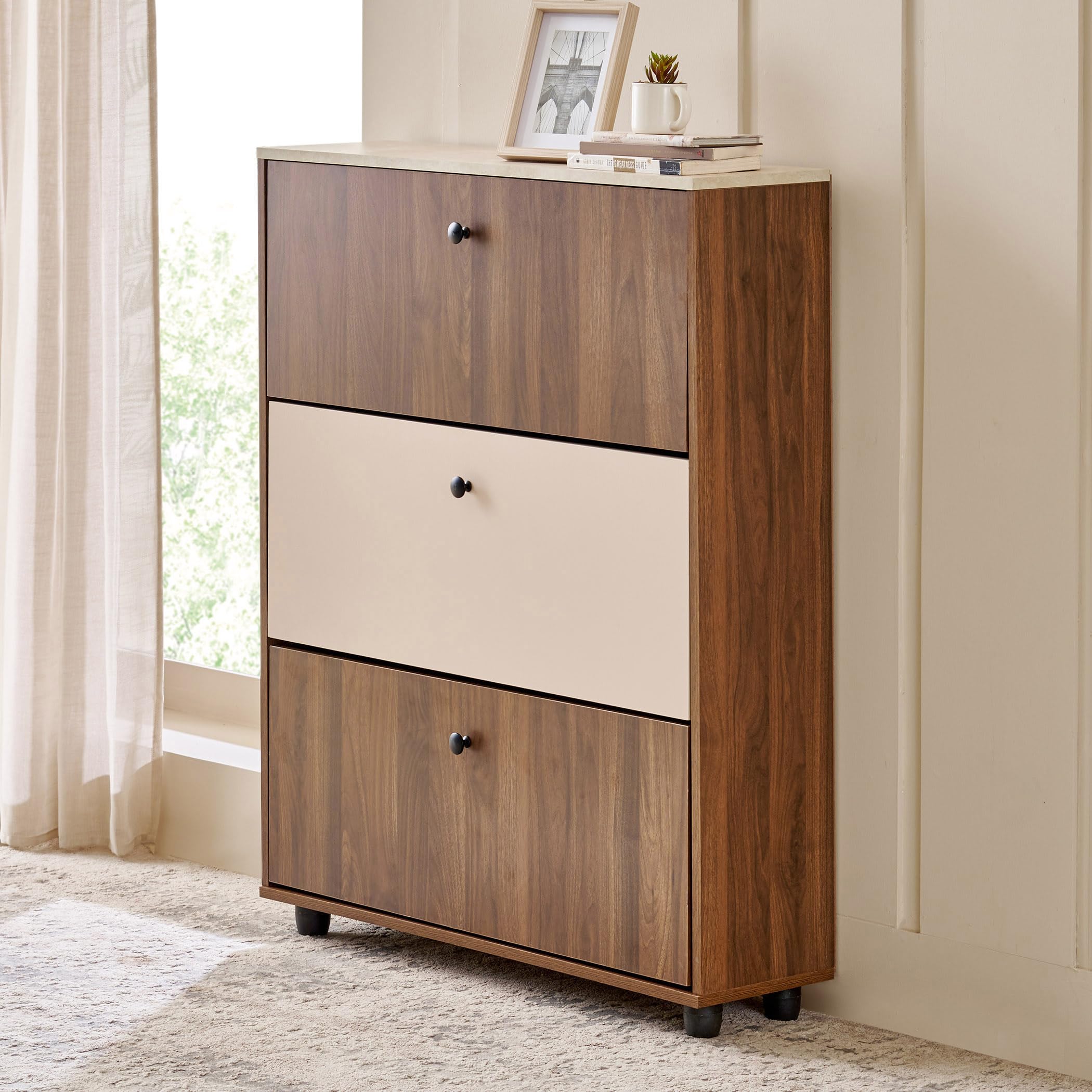 Home Centre Addison 18 Pair Shoe Cabinet - Walnut-image-35