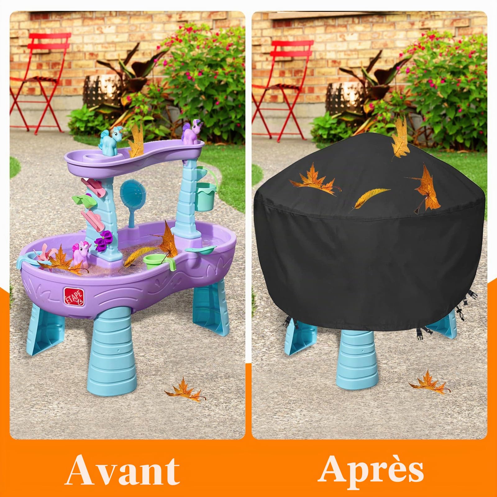 Housse de table à eau extra large – Imperméable, résistante au vent, anti-poussière et anti-UV pour enfants, bac à sable et eau pour enfants, couverture de bac à sable pour enfants, couverture de