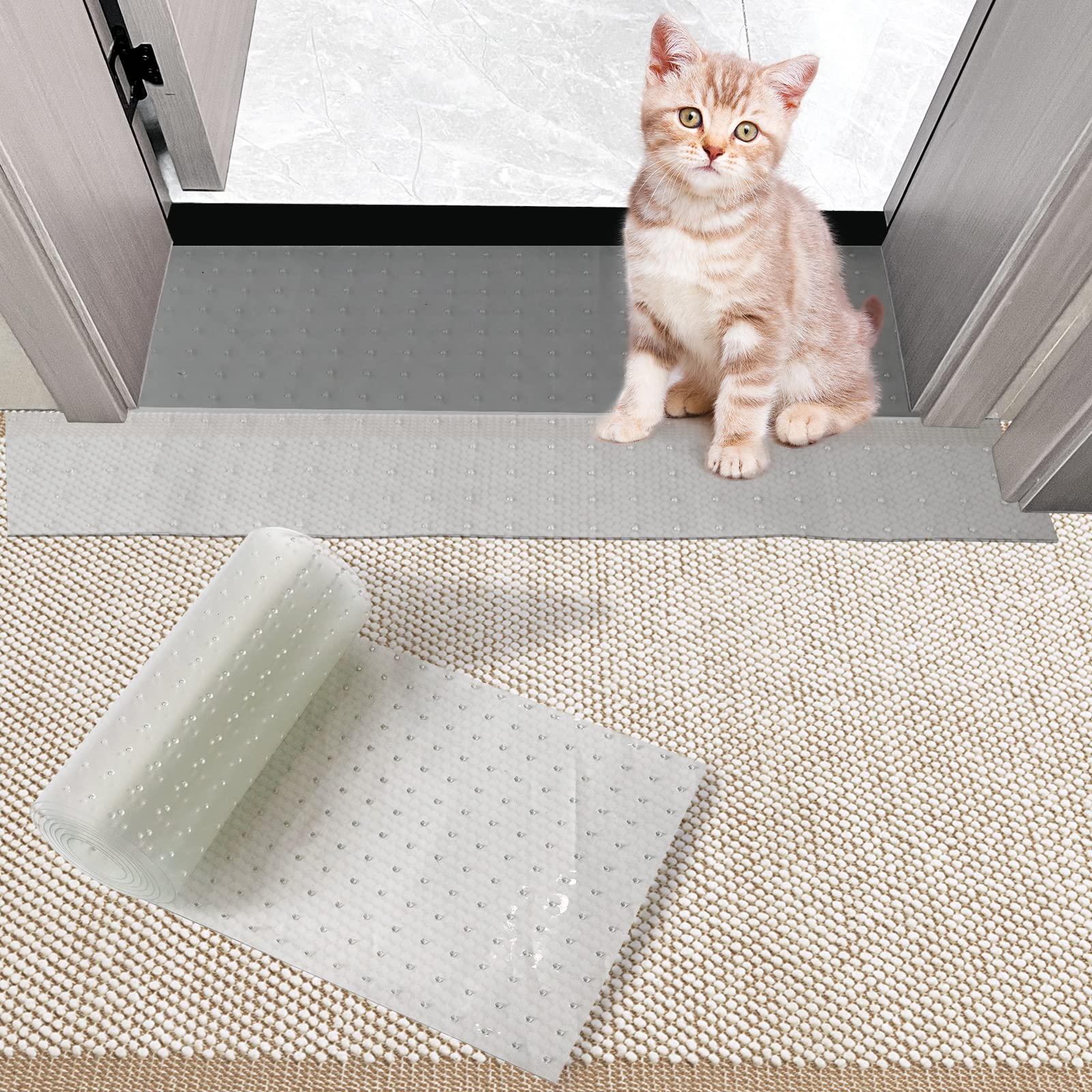 10Ft x 15.3 Heavy Duty Cat Carpet Protector, Non-Slip Carpet Scratch Stopper for Pets, DIY Easy Cut Transparent Pets Carpet, Prevents Carpet Damage at Doorway, Pet Protection Pad for Cats & Dogs