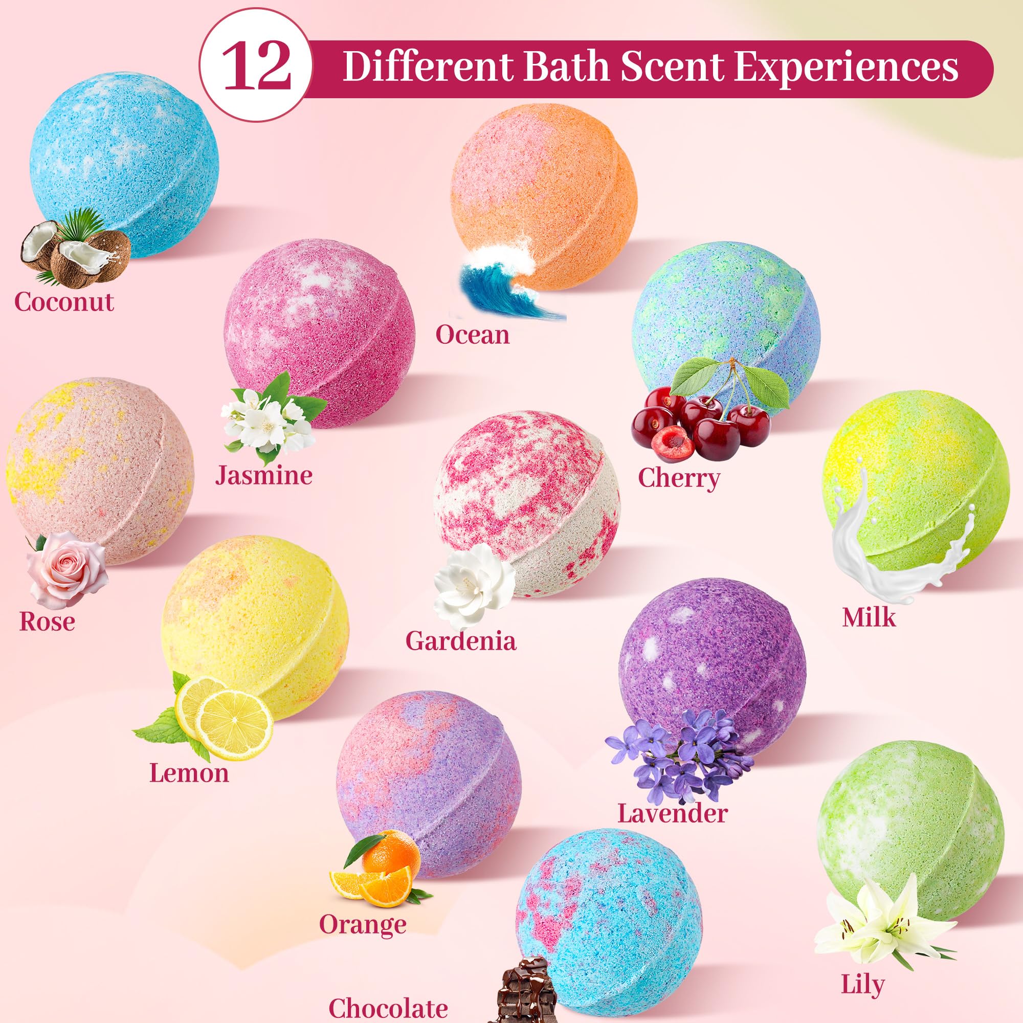 Bombas de Baño Orgánicas Naturales Veganas con Aceites Esenciales, Regalo de Spa Individual para Mujer
