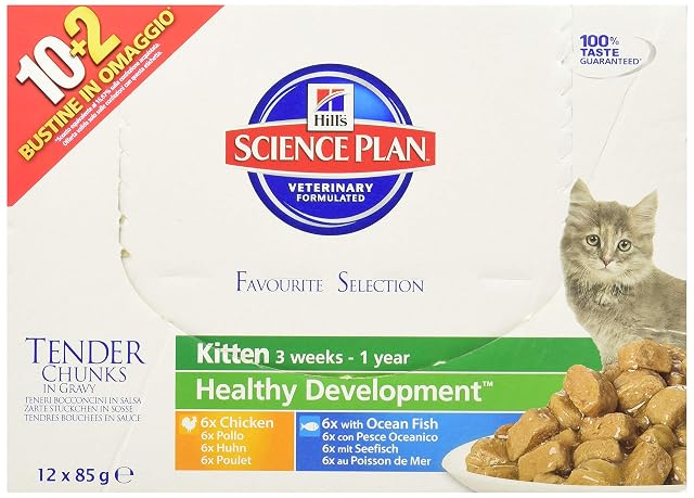 Hill' S Science Plan Feline Gatito 1er Nutrition bolsita de Comida para Gato Mixta/Pollo/Peces 12 x 85 g