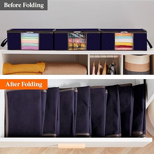 Miniatura 7 de Lifewit Bolsa de almacenamiento de ropa plegable, organizador de armario con asa reforzada, tela resistente, ventana transparente para suéteres,