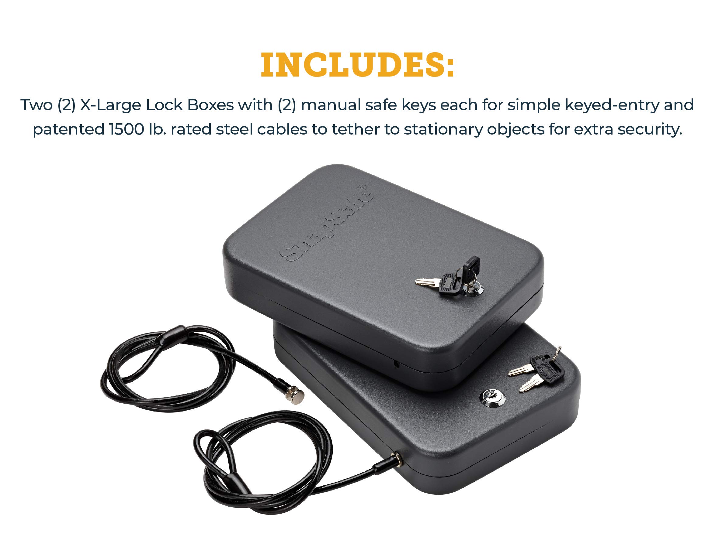 SnapSafe Portable Lock Box for Guns and Valuables, 2 Pack Includes 2