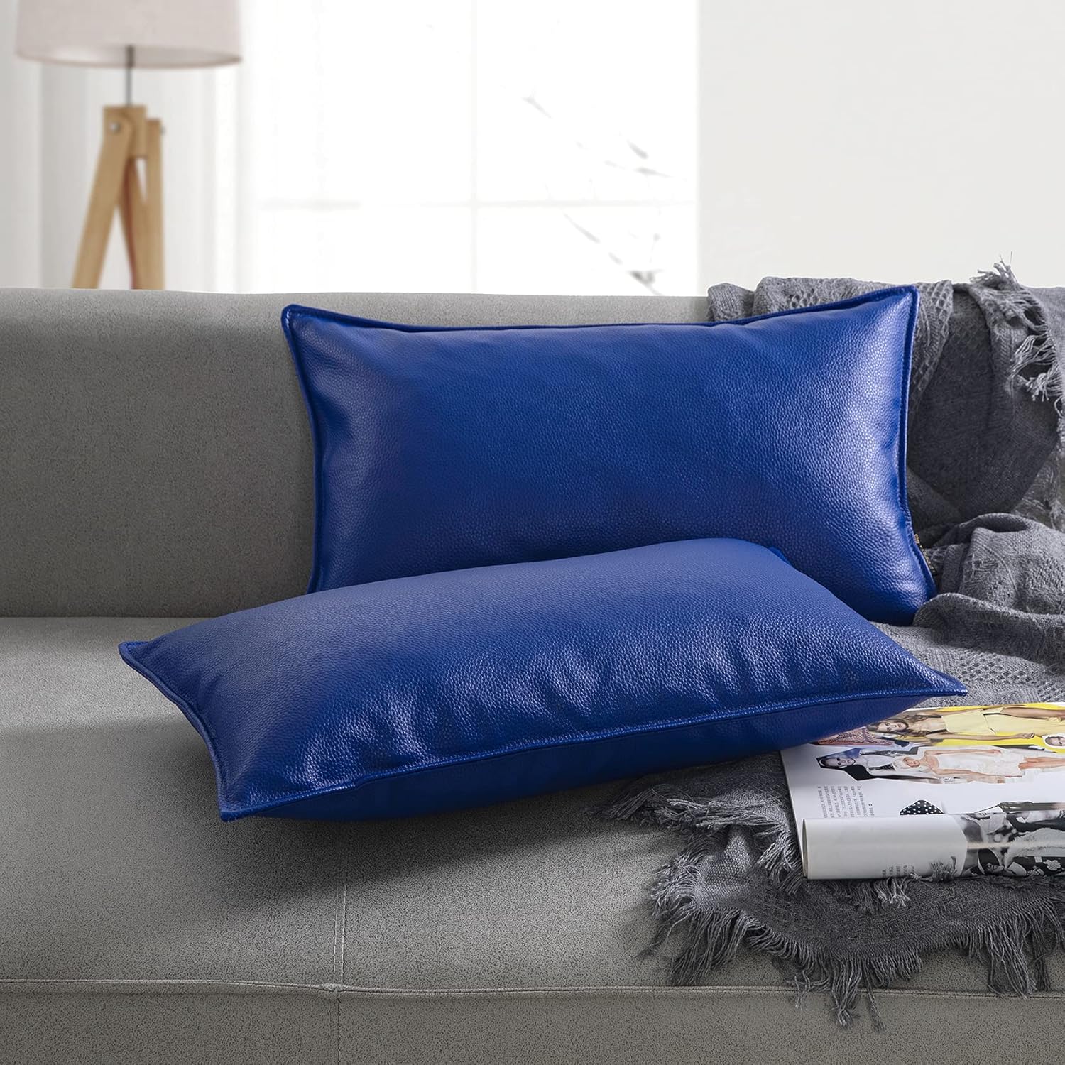 YINNAZI Thick Heavy Duty Soft Faux Leather Lumbar Throw