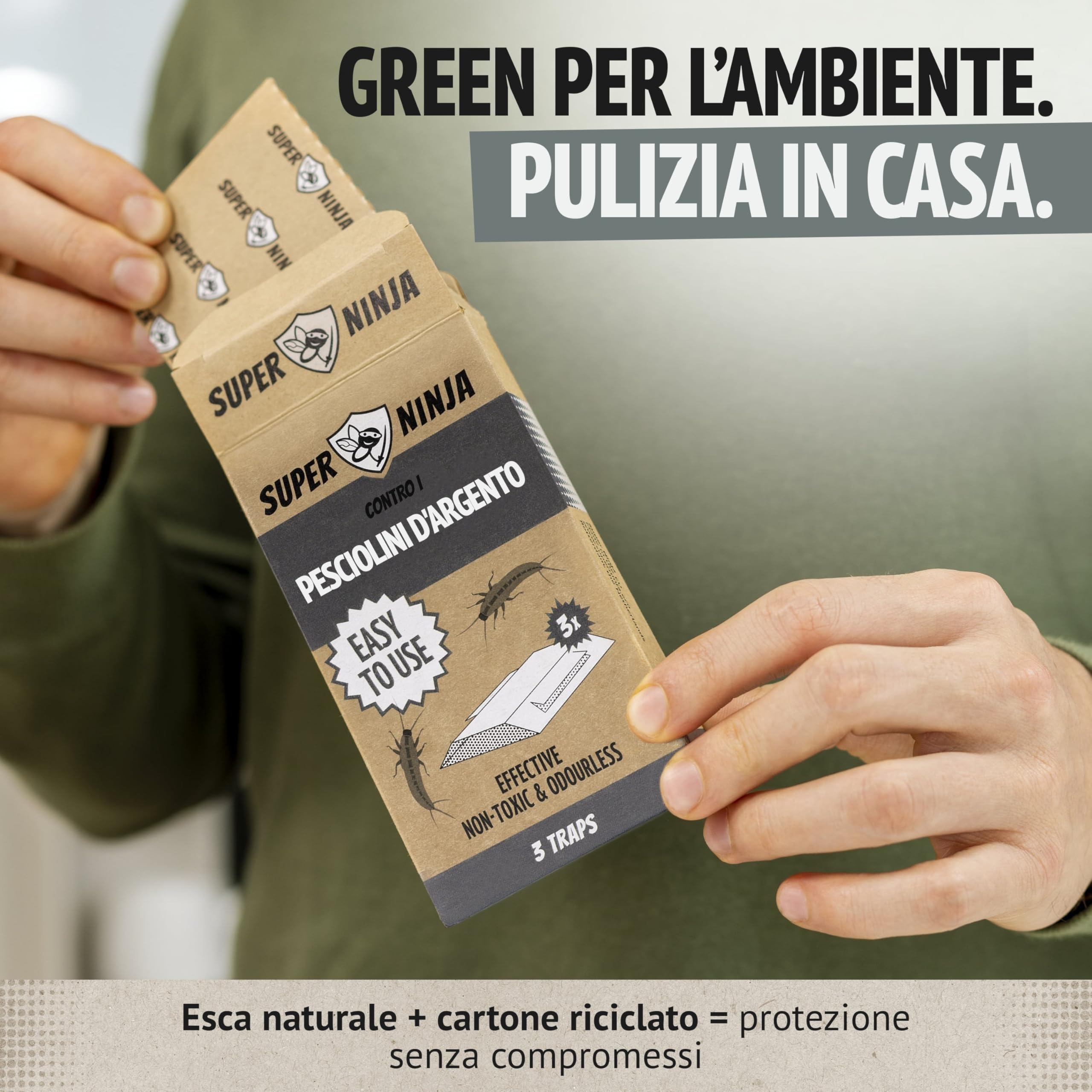 Super Ninja Trappola per Pesciolini d’Argento – 10 Pezzi, Trappole per Pesciolini d'argento, Adesive con Attrattivo Integrato, Inodori e Atossiche per Bagni, Cucine e Cantine – Efficaci fino a 3 Mesi