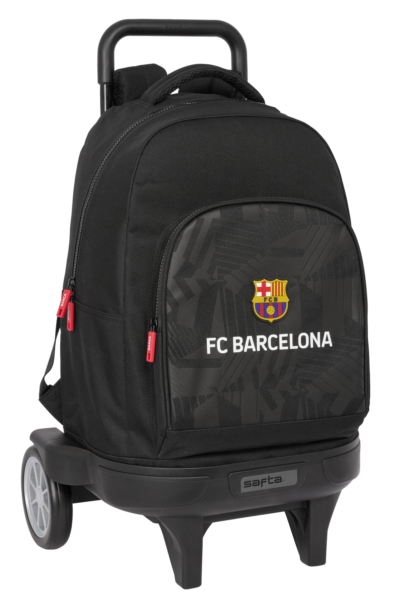 SAFTA F.​C. Barcelona Black - Mochila Grande con Ruedas, Compact Evolución, Extraíble, Ideal para Niños de Diferentes Edades, Cómoda y Versátil, Calidad y Resistencia, 33x22x45 cm, Color Negro