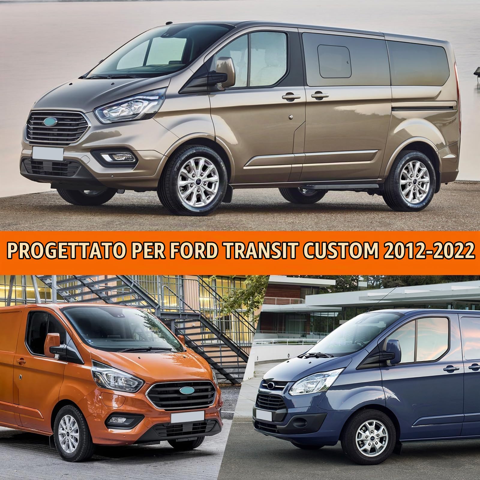 Telo Copriauto, Impermeabile Copriauto Sostituzione per Ford Transit Custom L1H1 2012-2022, Tutte Condizioni Atmosferiche Copertura per Auto con Porta con Cerniera e Cinturino Antivento