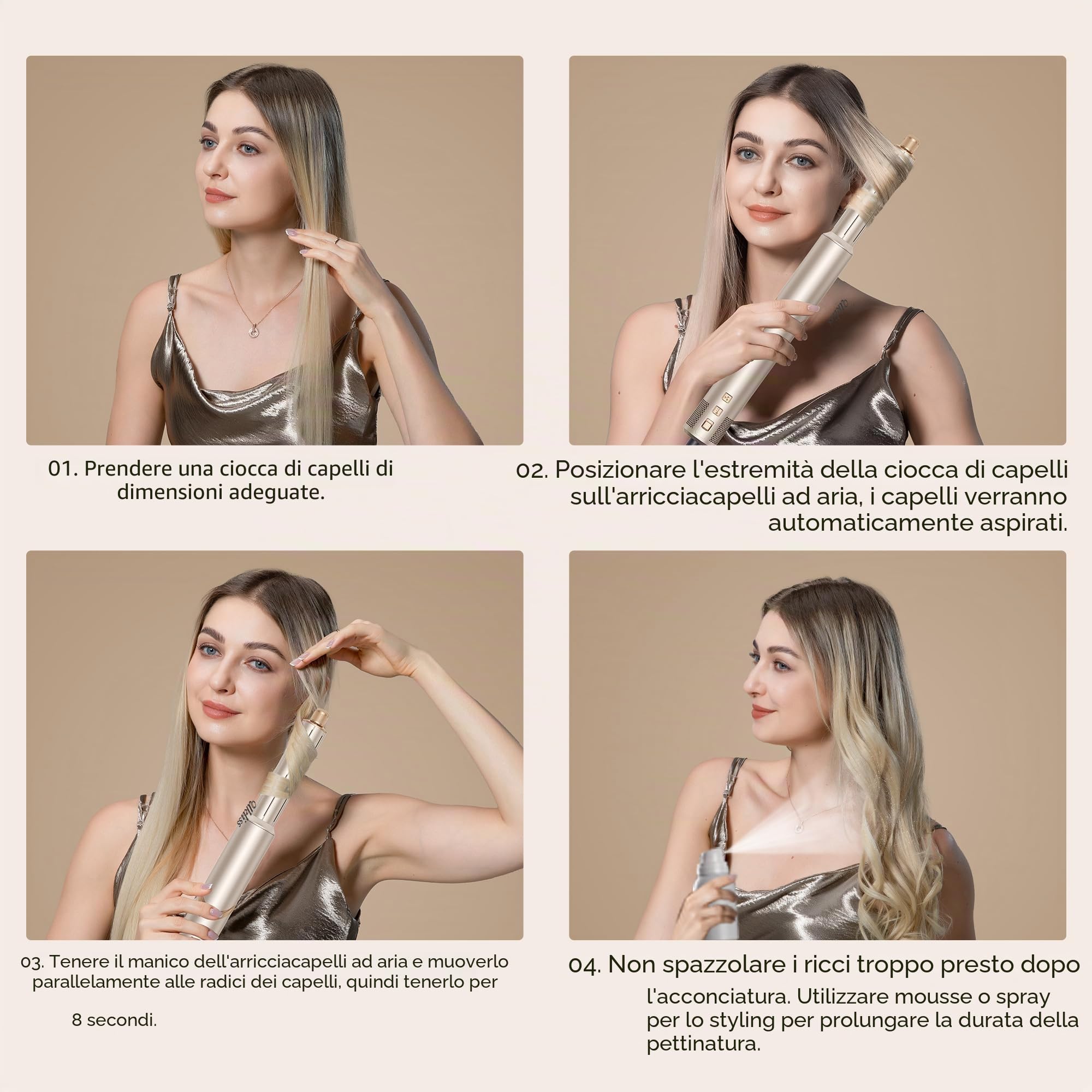 UKLISS Set Airstyler 8 in 1, Pro Hairstyler, Spazzola Asciugacapelli Ionica ad Alta Velocità con Airflow, Arricciacapelli Automatico, Spazzola Volumizzante per Tutti i Tipi di Capelli