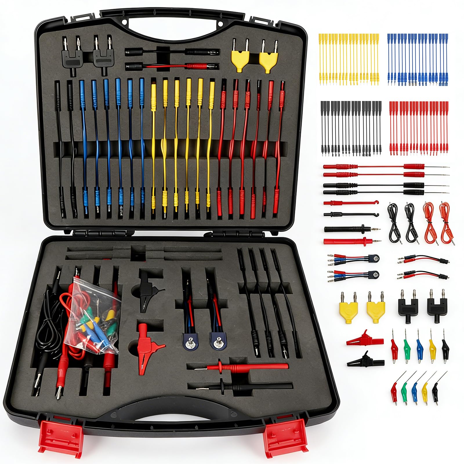 104-Piezas Cables Eléctricos Circuito Automóvil - MOTOCOCHE Kit Prueba Plomo Automoción: Sonda Eléctrica Multifunción con Conectores y Adaptadores para Multímetro