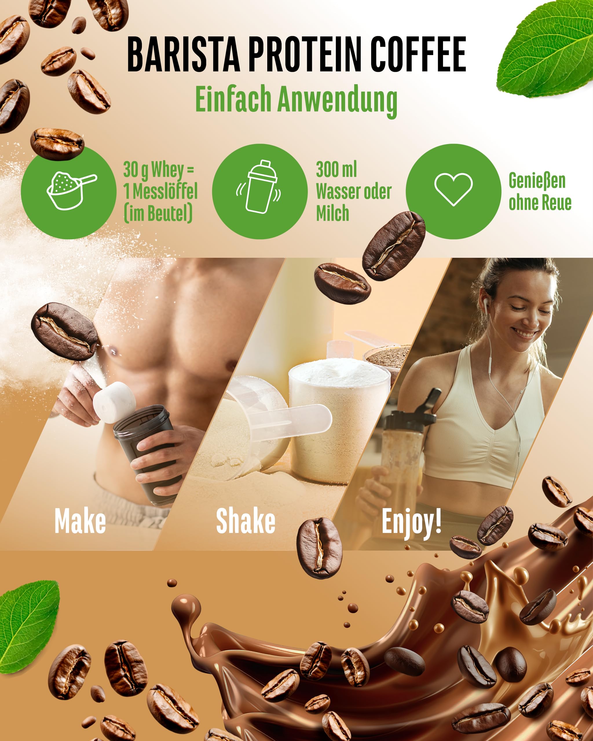 vit4ever Barista Protein Coffee – Cremiger pflanzlicher Protein-Kaffee mit echtem Kaffee & Koffein, wenig Zucker & Fett, ohne Soja – 908 g, Classic Pflanzenproteine Vegan | 24g Protein & 80mg Koffein pro Portion, mit echtem Kaffee, Favabohnen-Protein, ohn