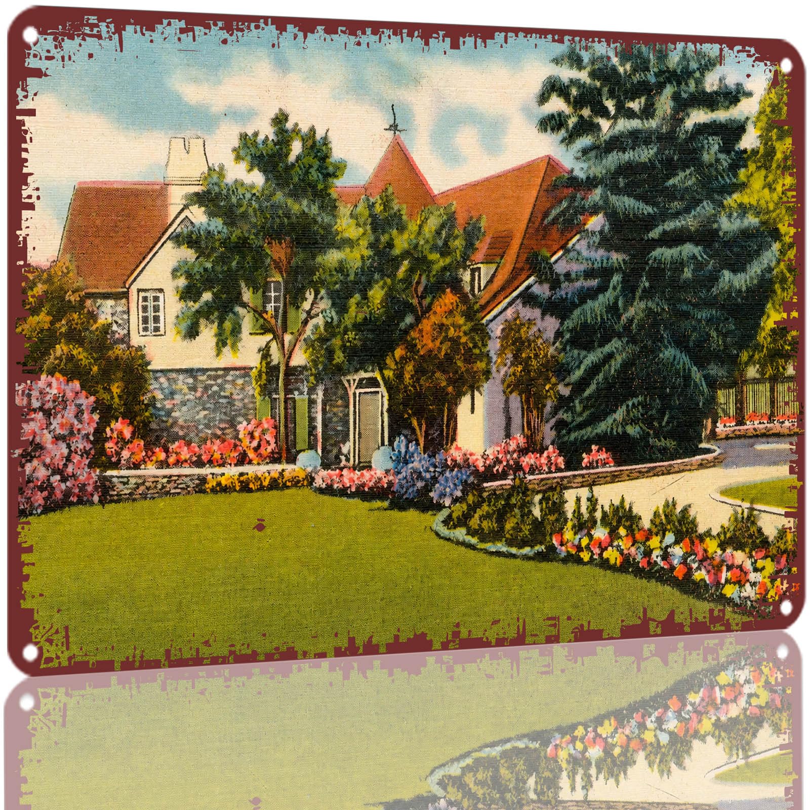 Kwqdozf As Pic Vintage House Garden Landscape Metal Tin Sign 8X12 Inch Retro Wall Decor Fo
