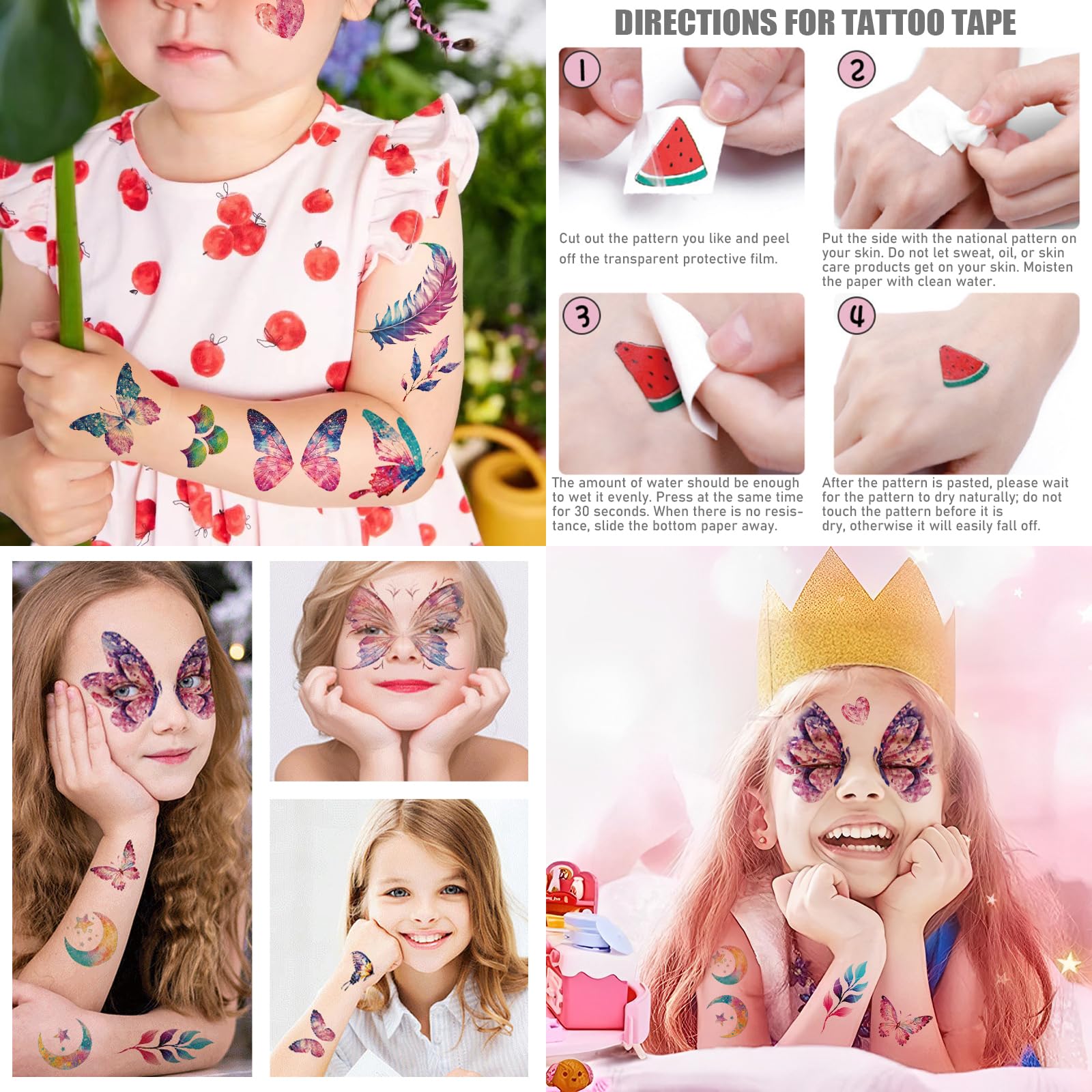 JSTHHTT 8 PCS Face Gems Glitter and 6 PCS Temporary Butterfly Tattoos, Rhinestone Face Glitter, Festival Face Stickers Set - Image 4