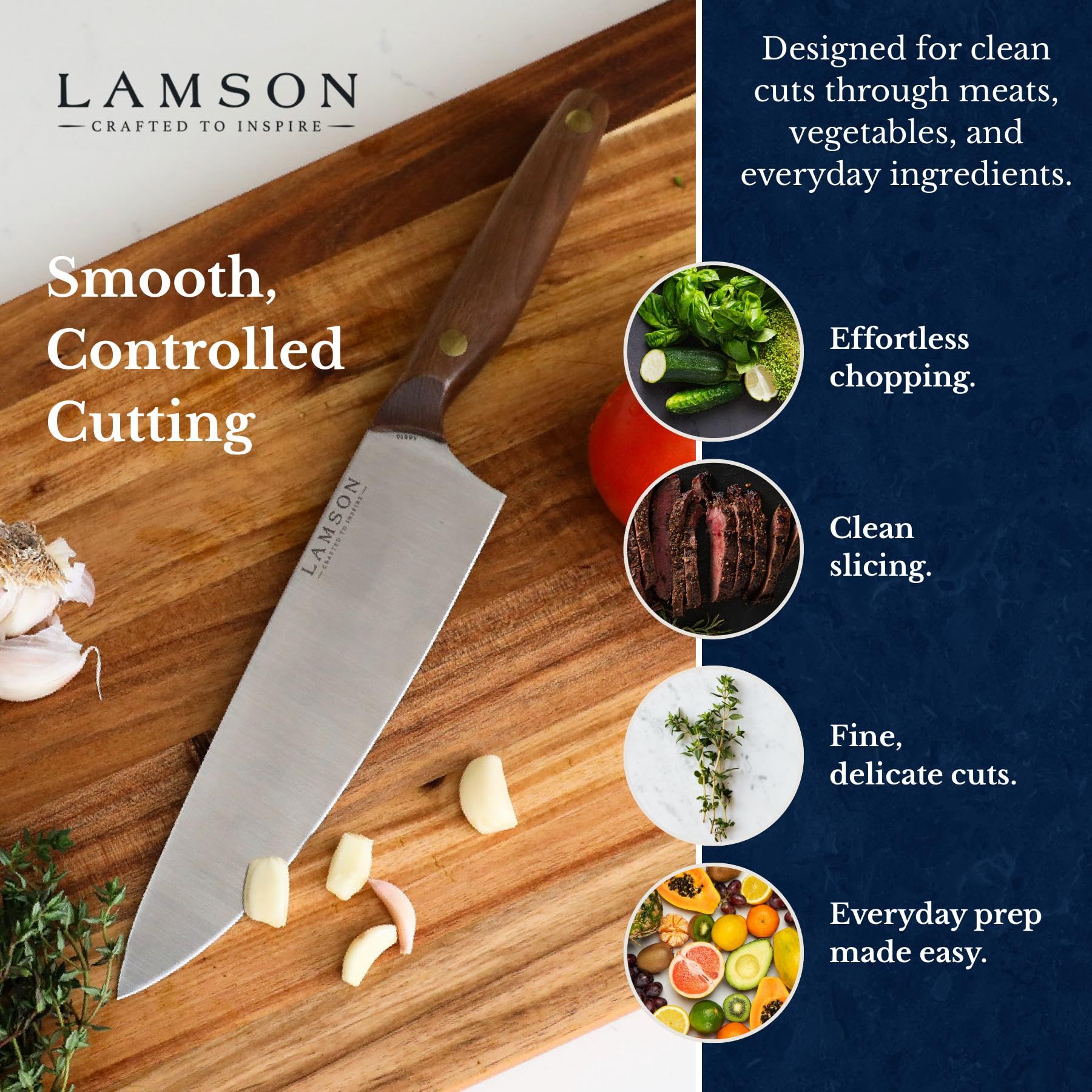Lamson Vintage 8 In Chef's Knife, Walnut Handle, Double Riveted — Amazon image 3