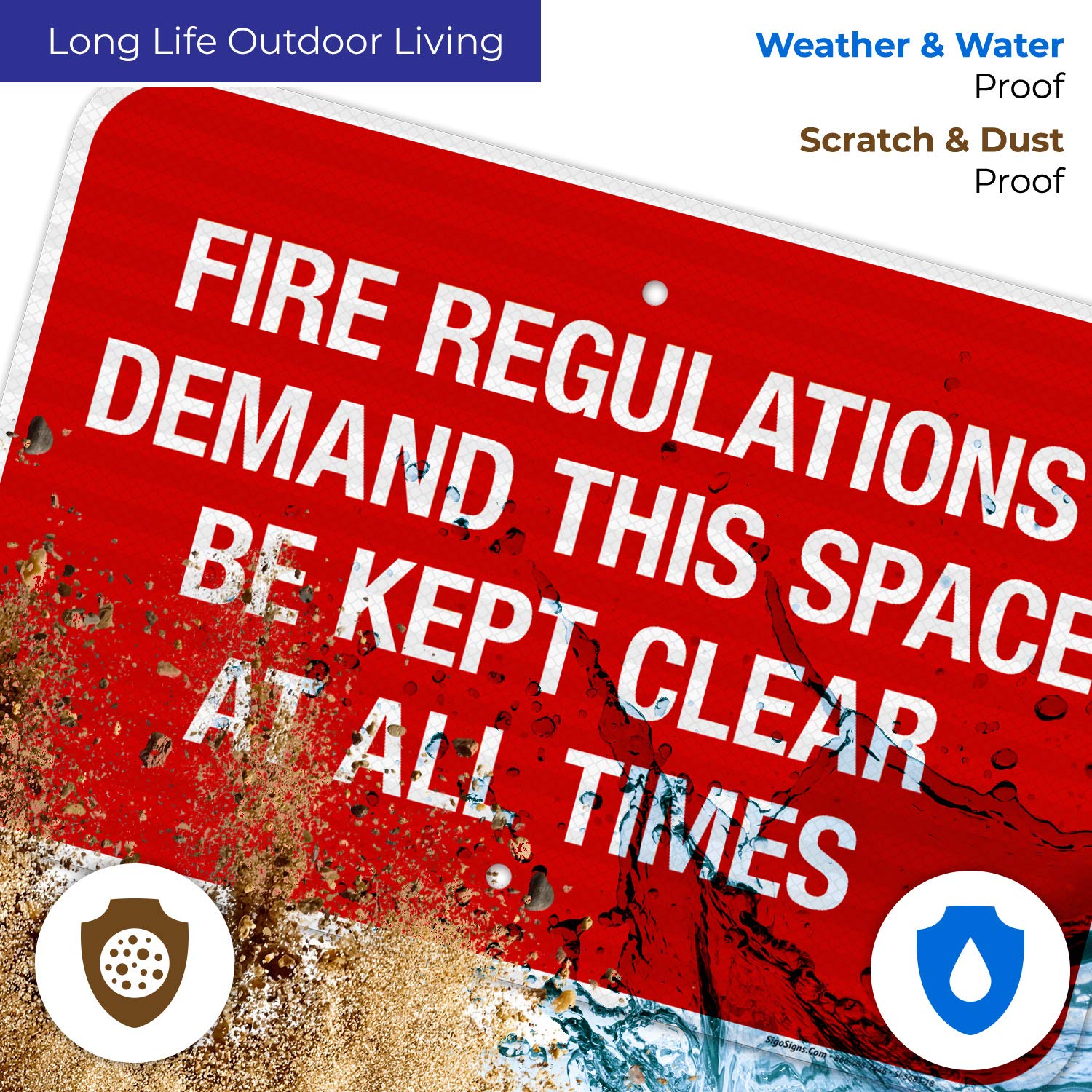Fire Regulations Demand This Space Be Kept Clear at All Times Sign, Fire Safety Sign, 12x18 Inches, 3M EGP Reflective .063 Aluminum, Fade Resistant, Indoor/Outdoor Use, Made in USA