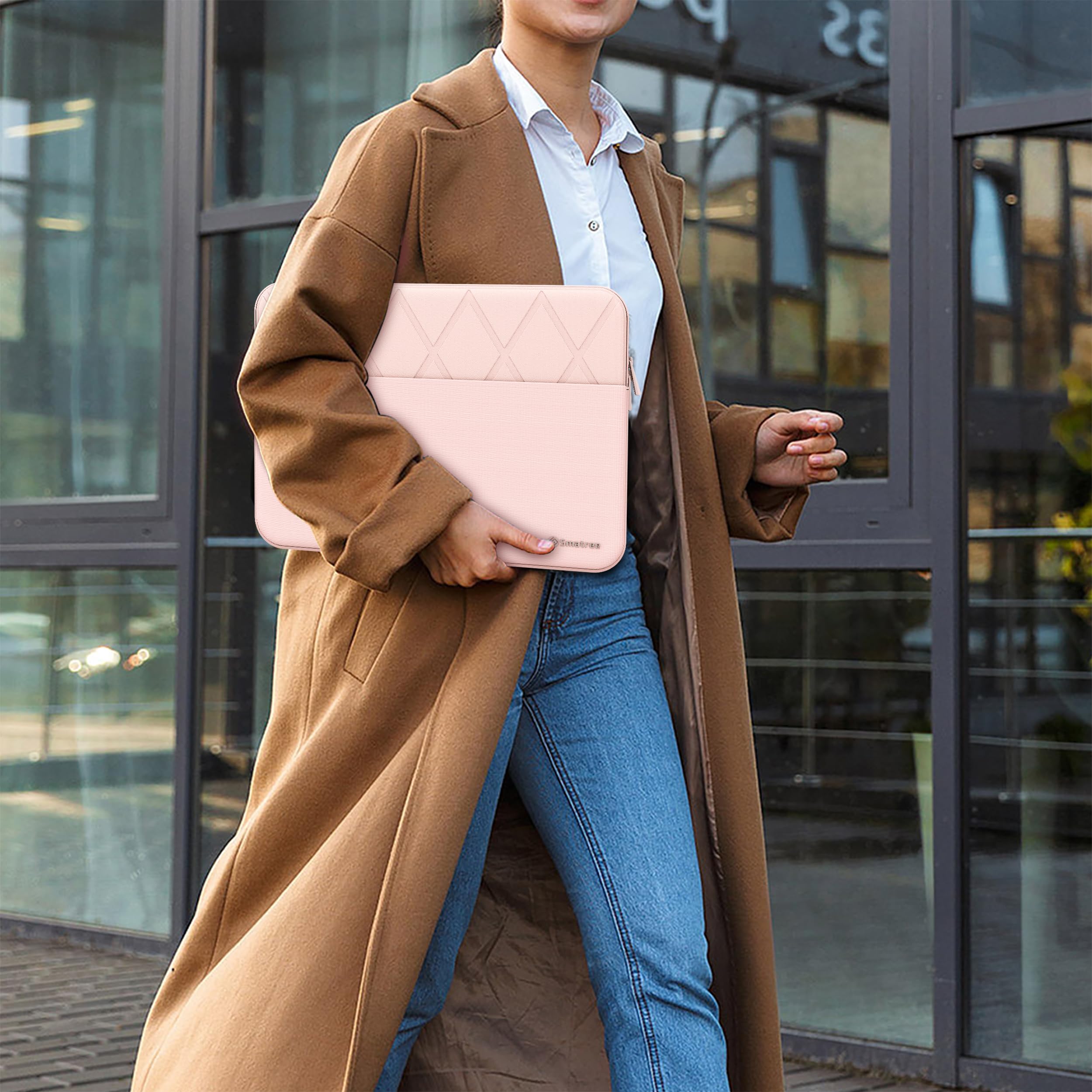 Smatree Funda para portátil Lenovo ThinkPad E14 Gen 4/5/6 de 14" con bolsillo para accesorios, cierre de cremallera YKK, diseño patentado resistente a los golpes, rosa (E425P)