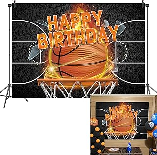 BAIFNEZ 7x5FT Boy Basketball Game Birthday Backdrop Black Basketball Court Background Tune Squad Teens Kids Basketball Sport Happy Birthday Party Decor Photo Booths