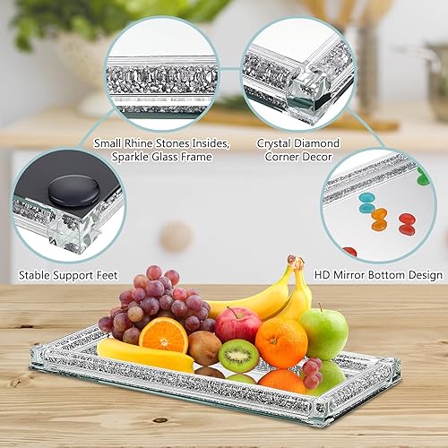 Miniatura 6 de Topsky Juego de 4 recipientes de cristal para té de azúcar y café, diamantes triturados de cristal brillante, juego de almacenamiento de tarros de